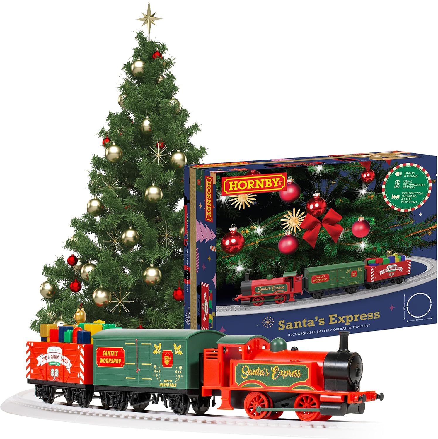 Detalle de Set di Treni a Batteria Ricaricabile Hornby R9363M Santa's Express