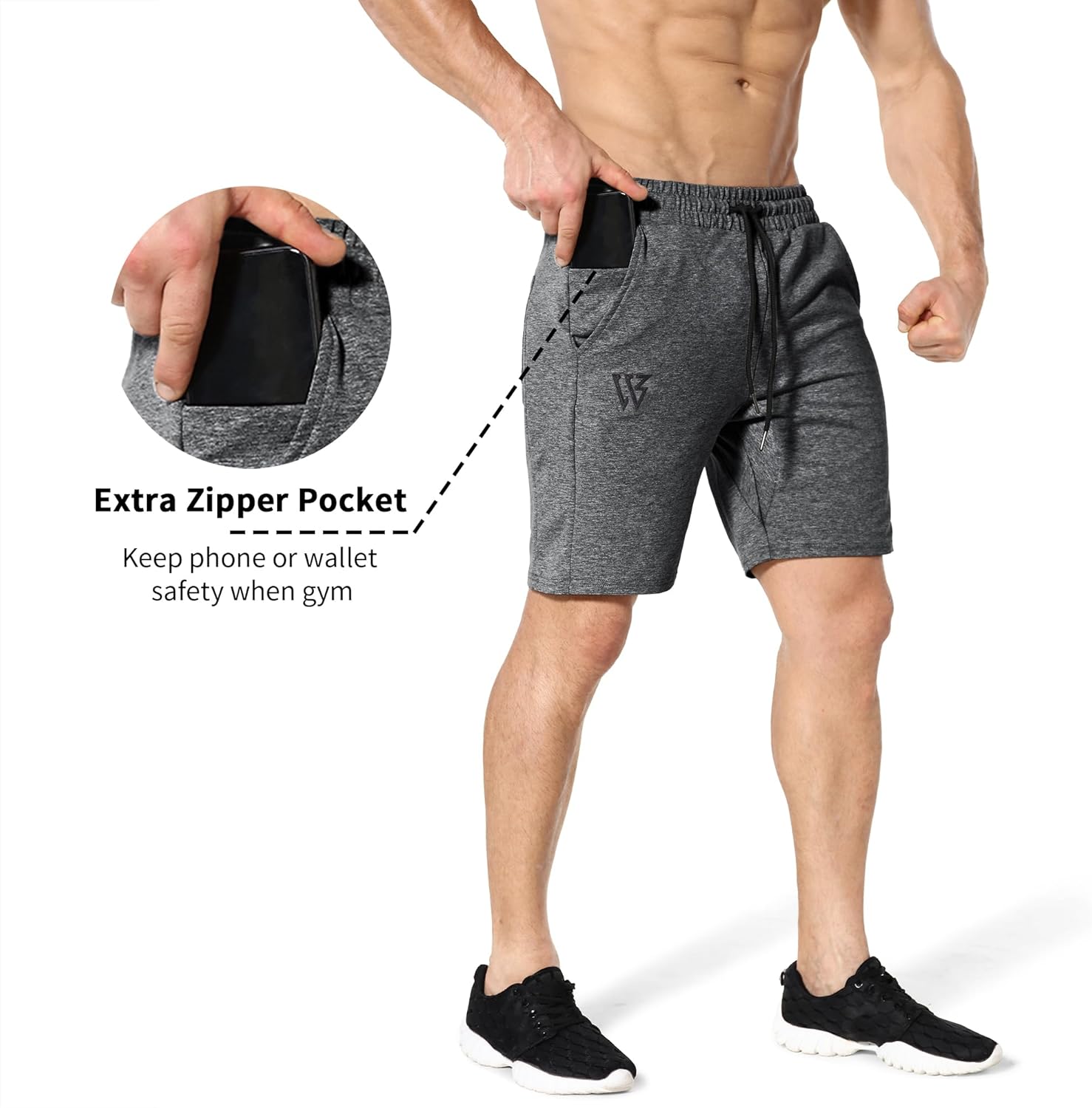 Thumbnail 3 de ZENWILL men’s cotton gym shorts with zip pockets and drawstring