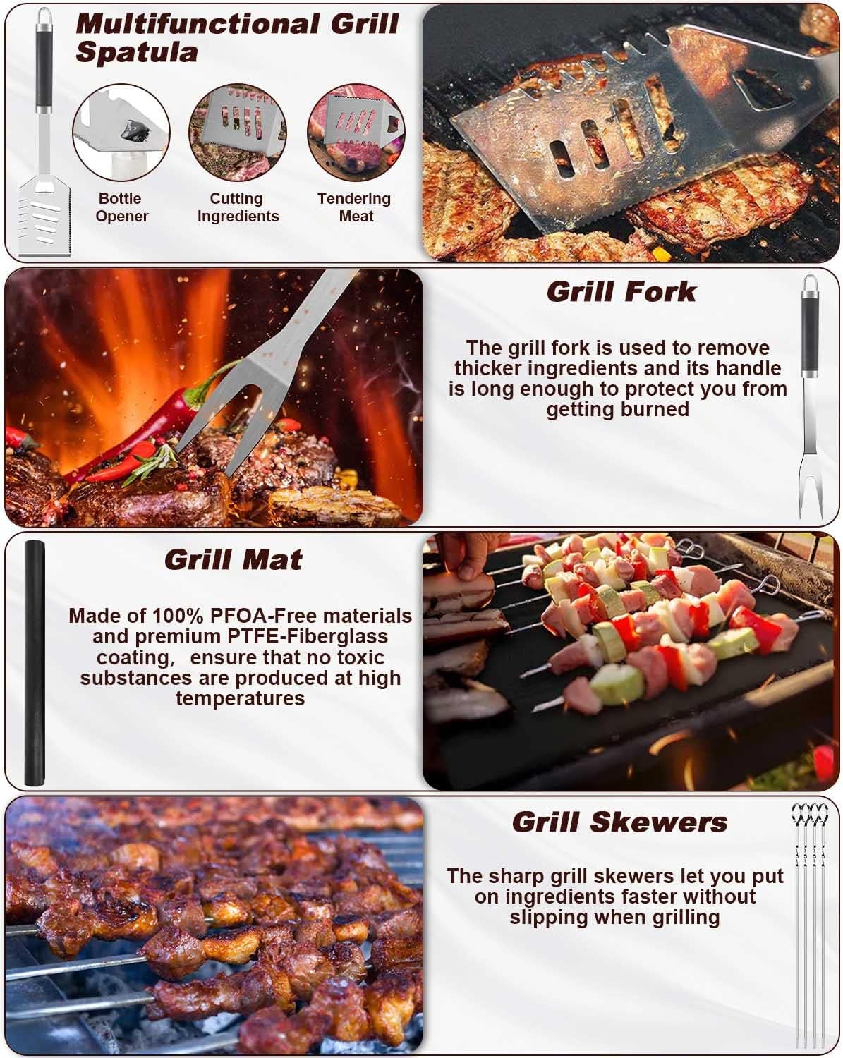 Thumbnail 2 de Trongle 26-piece BBQ Tools Set (Stainless Steel) with Heat-Resistant Handles, Case and Grill Mats