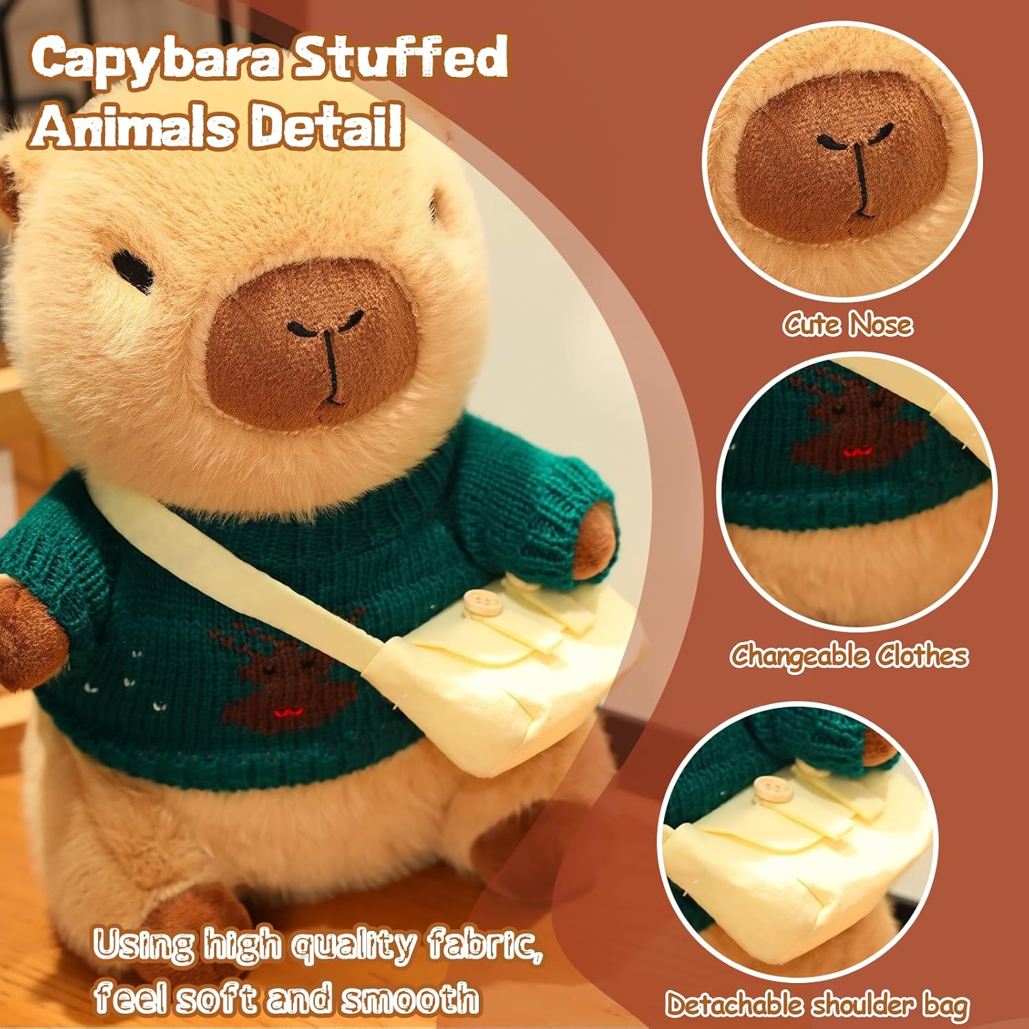 Thumbnail 5 de TITQWOP 10-Piece Capybara Plush Set with Clothes & Accessories (10.2 inch)
