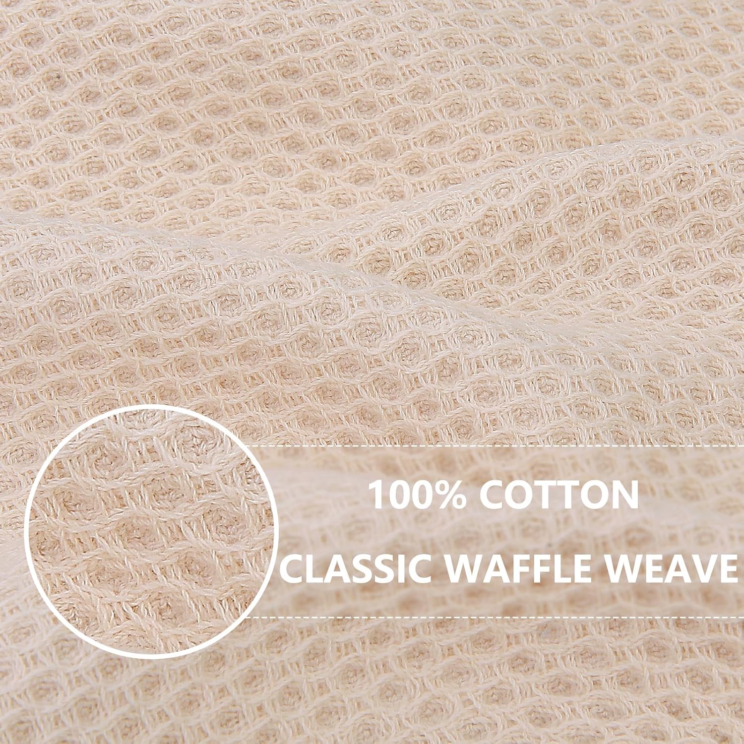 Detalle 2 de Homaxy 100% Cotton Waffle Weave Dish Cloths – 12x12 Inches, Beige, 6-Pack