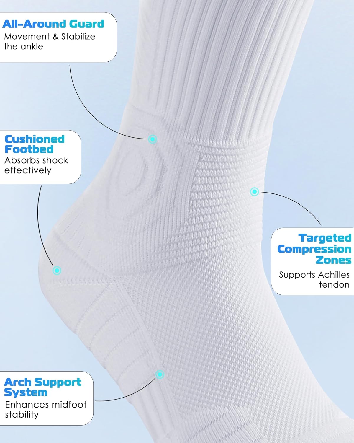 Thumbnail 3 de Findway 3 Pairs Compression Running Socks (Moisture-wicking, Anti-blister, Cushioned) for Men & Women
