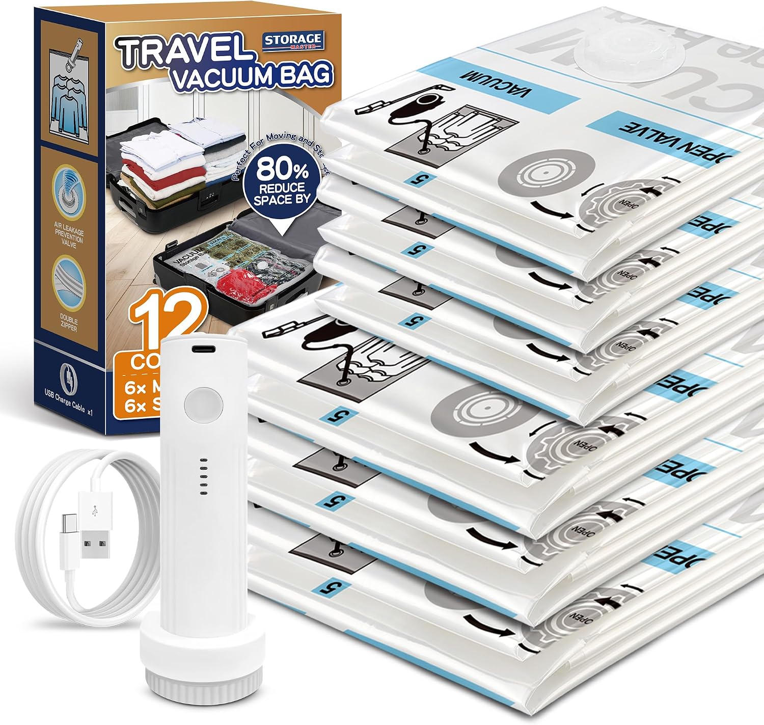 Detalle de Storage Master Space Saver Bags 12-pack with Pump