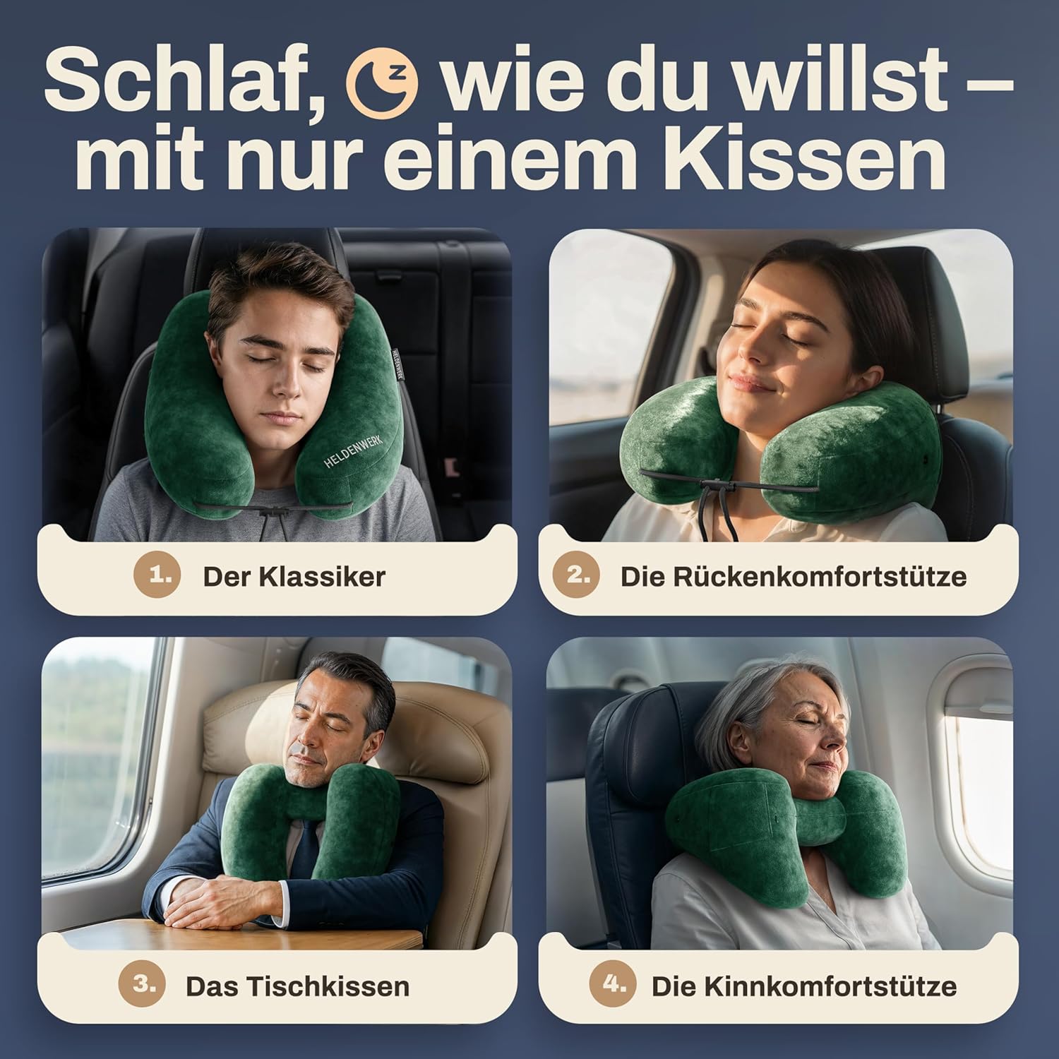 Thumbnail 6 de HELDENWERK Air Nackenkissen Flugzeug – Aufblasbar, 5 Schlafpositionen, inkl. Kapuze
