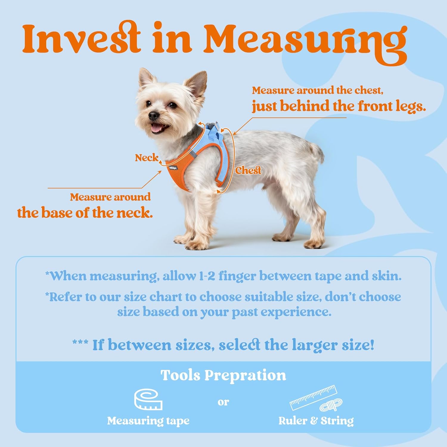 Thumbnail 1 de rabbitgoo Dog Harness Small Dog Step-in Soft Mesh Puppy Harness with Reflective Strips (Blue & Orange) – S