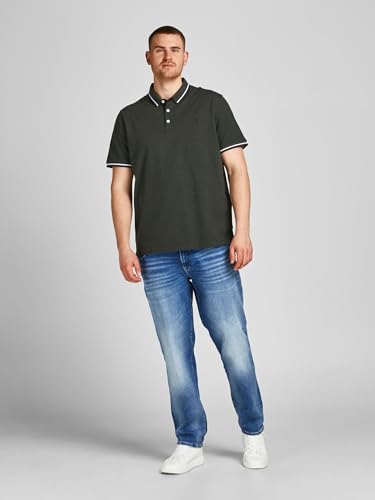 Detalle 2 de Jack & Jones JJepaulos Polo SS Noos Pls para hombre – Polo ligero en Forest Night, 4XL Grande