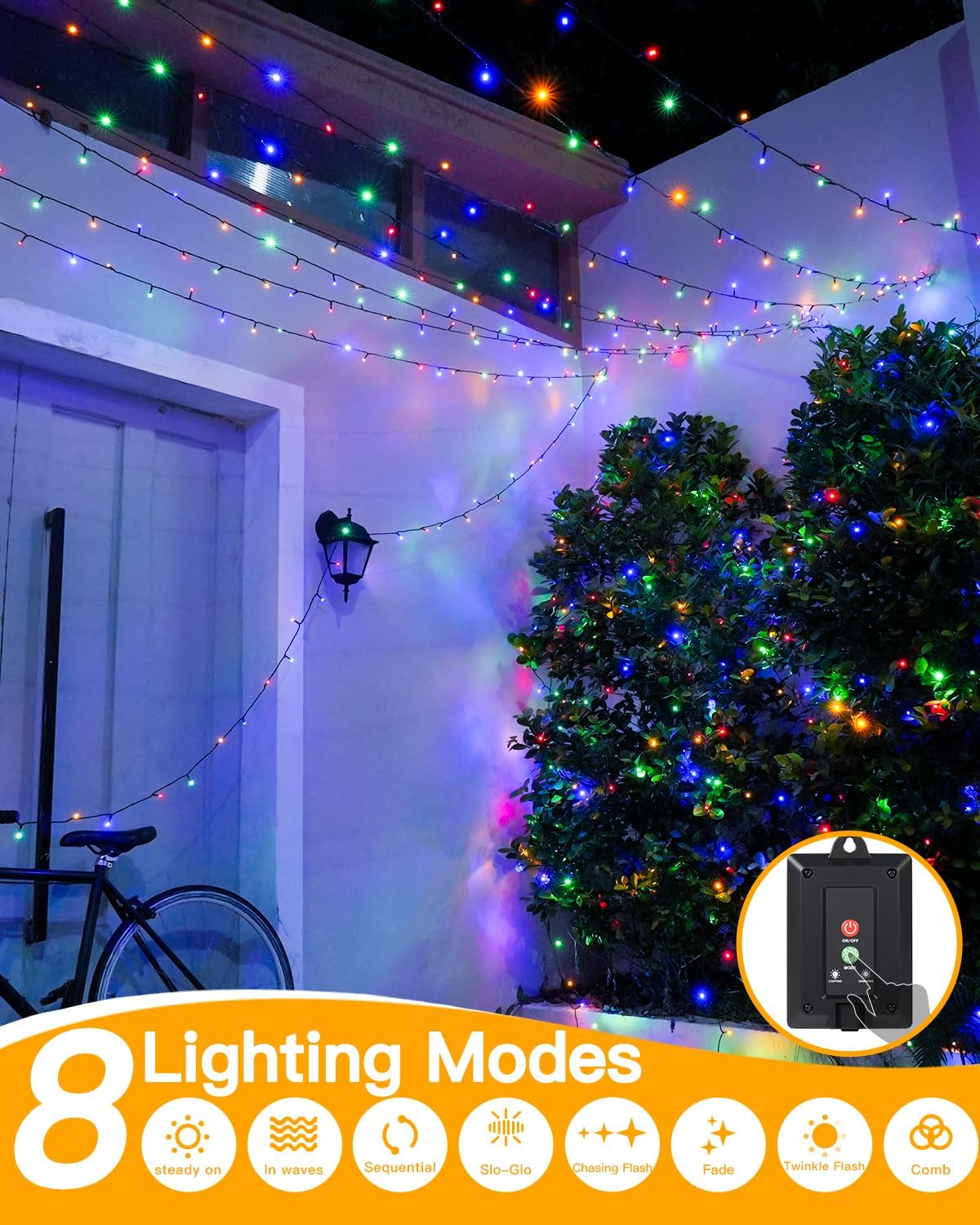 Detalle 2 de Ollny Solar Lights Outdoor Garden 20m 200 LED Fairy Lights (Multicolour) with 8 Modes
