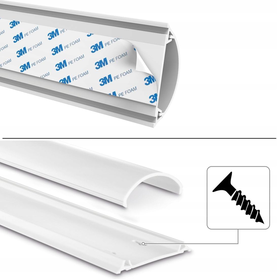 Thumbnail 5 de Selbstklebender Kabelkanal aus PVC (100 x 7 x 2,1 cm) – weiß, Platz für bis zu 8 Kabel