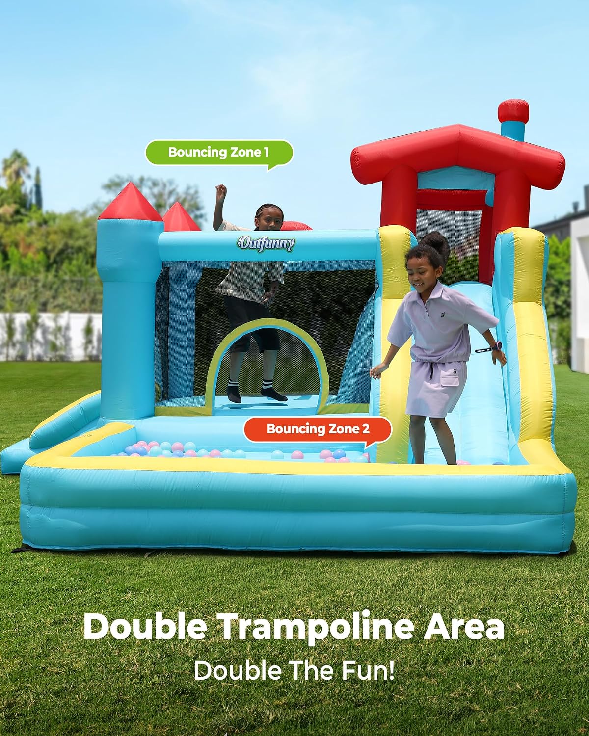 Thumbnail 4 de Outfunny Inflatable Bounce House 450W blower 🏰