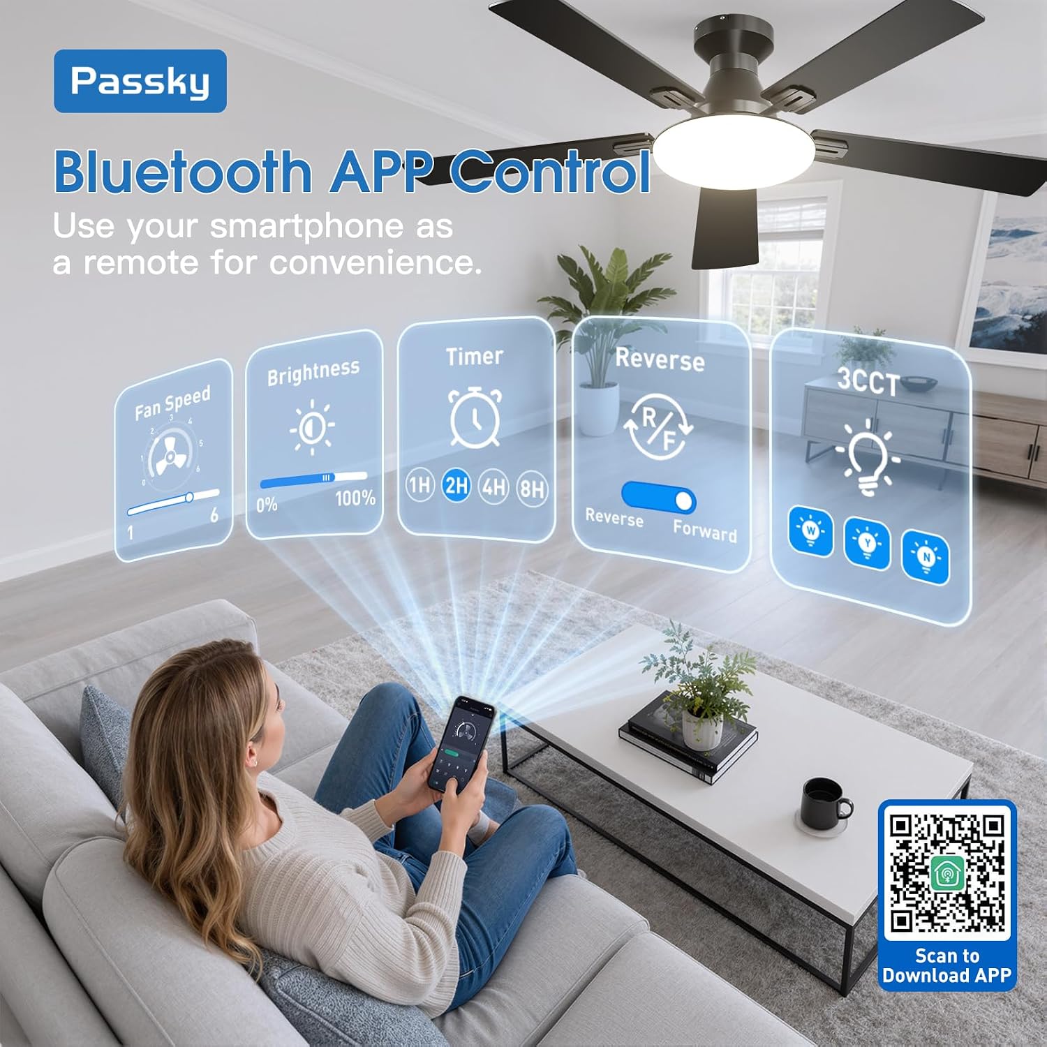 Thumbnail 4 de Passky 52 inch Flush Mount Ceiling Fan