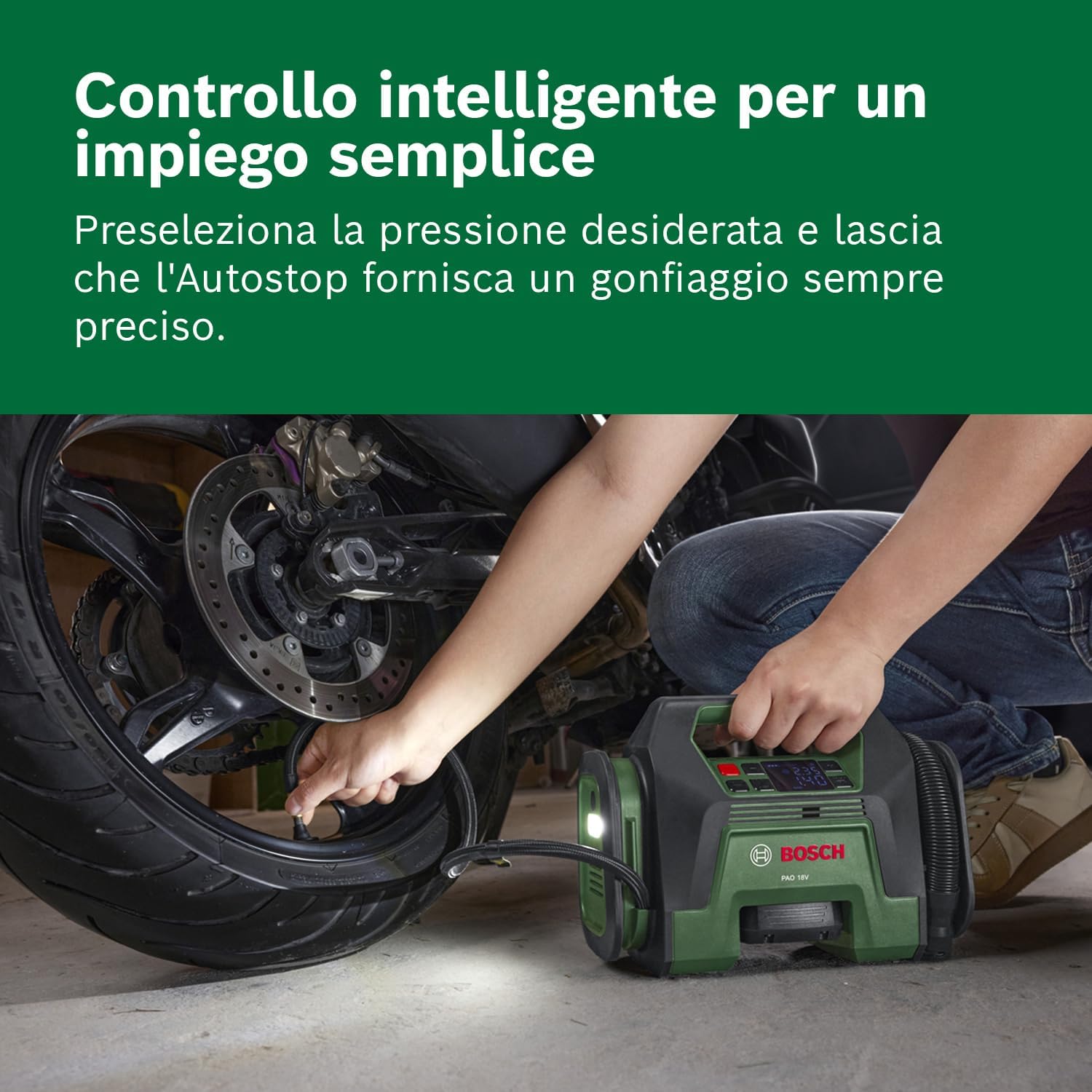 Thumbnail 3 de Bosch Compressore d’aria a batteria PAO 18V: fino a 10,3 bar e 400 l/min, accessori per valvole Presta e palloni