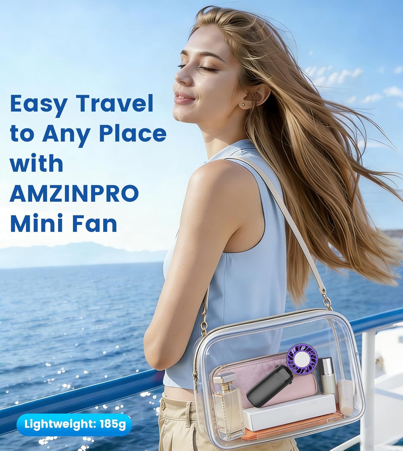 Detalle 2 de Portable Handheld Fan with 4000mAh Battery, 16800RPM Turbo Cooling and Ice Cooler