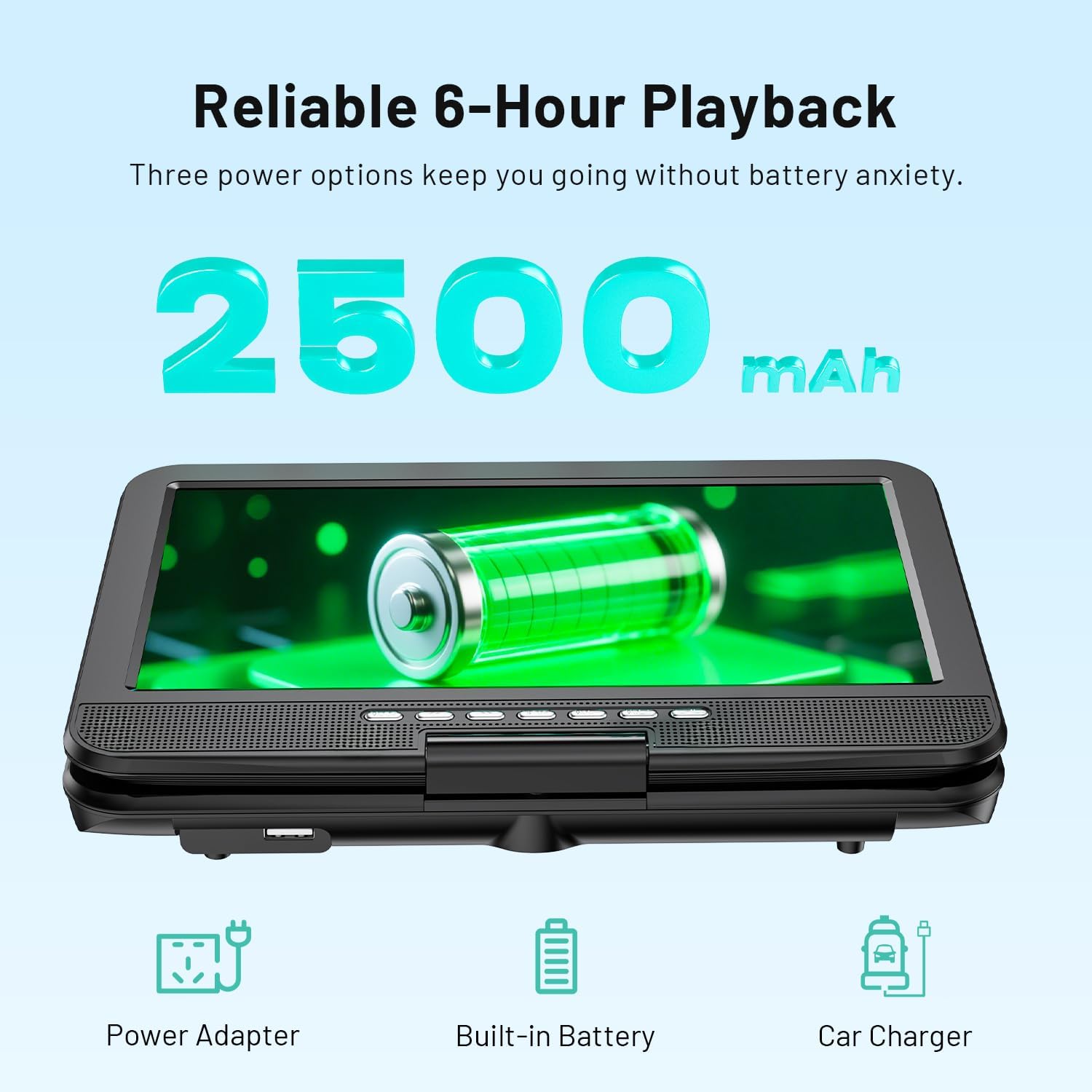 Thumbnail 2 de POFOTO 12.5" Portable DVD Player with 10.5" HD Swivel Screen (Car DVD Player + Dual Speakers, 6-Hour Battery)