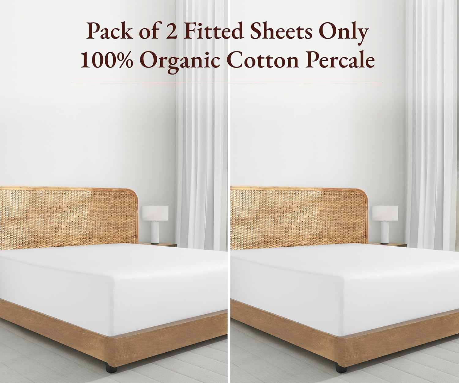 Detalle de 2-Pack Organic Cotton Twin Fitted Sheet 2X Deep Pocket