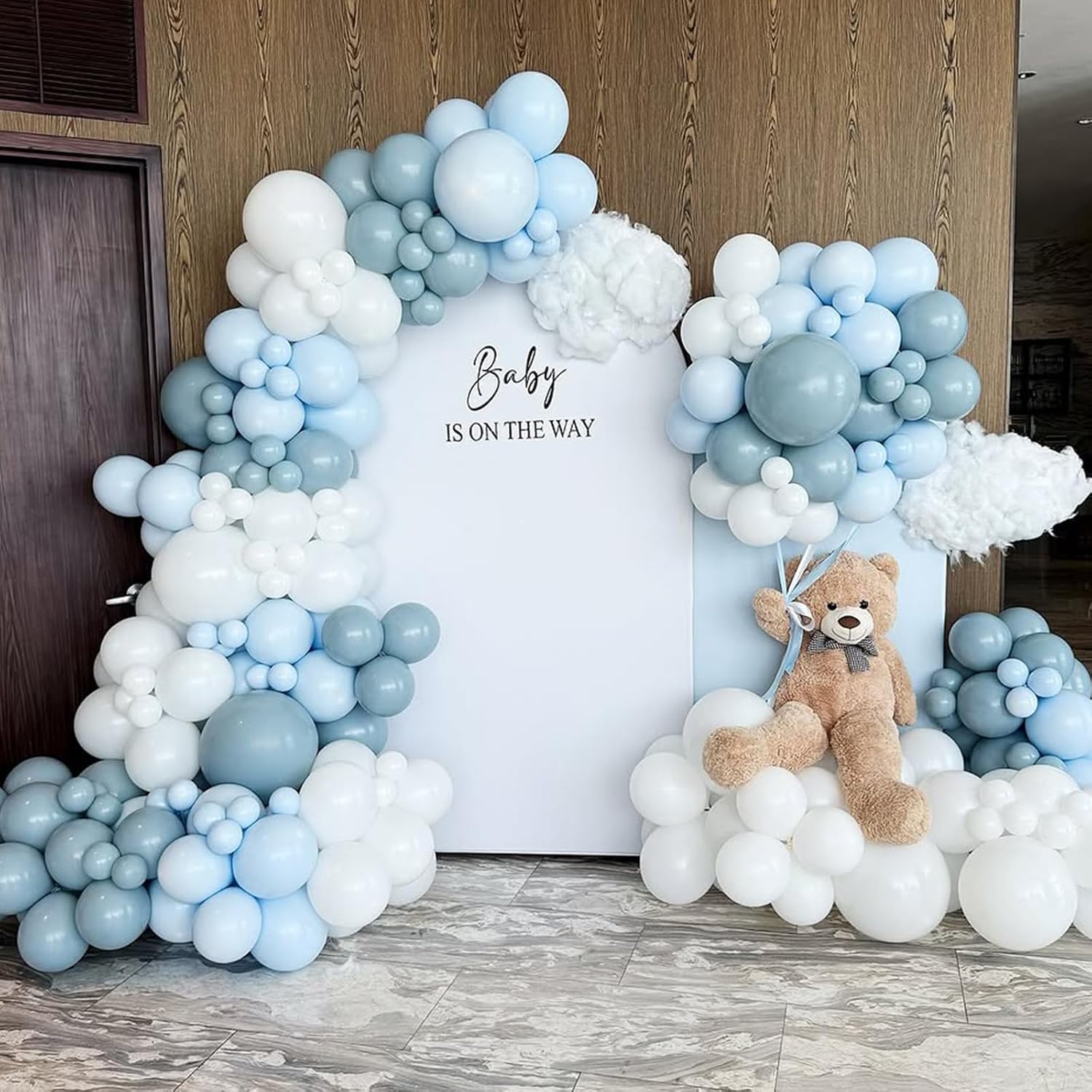 Thumbnail 3 de Dusty Blue Balloons Set — 60-Pack, 12-Inch Fog Slate & Matte White Latex Balloons for Baby Showers, Weddings, and Celebrations