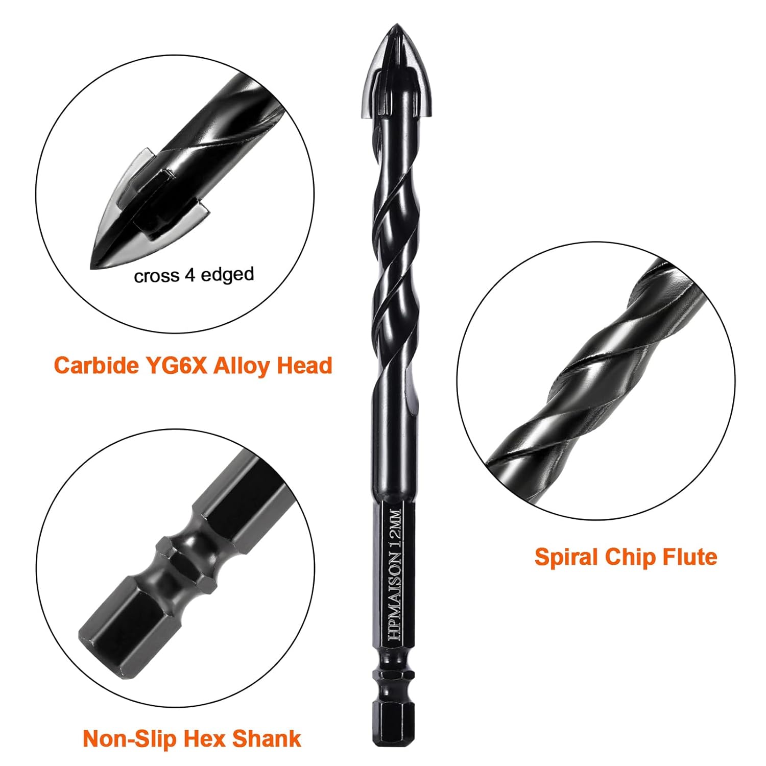 Thumbnail 5 de HPMAISON 10PCS Masonry Drill Bits set (carbide-tipped) for concrete, tile, glass and more