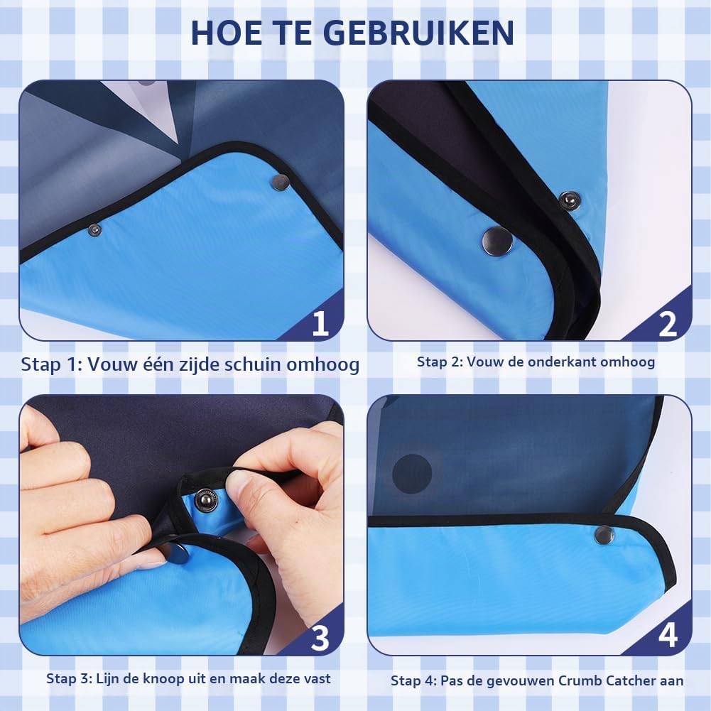 Detalle de Vicloon slabbetje voor volwassenen met opvangvak, wasbaar en herbruikbaar