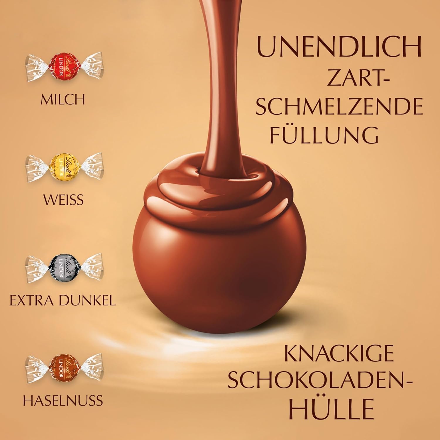 Detalle de Lindt Schokolade 2KG Beutel – LINDOR Kugeln Mix, Pralinengeschenk, Großpackung
