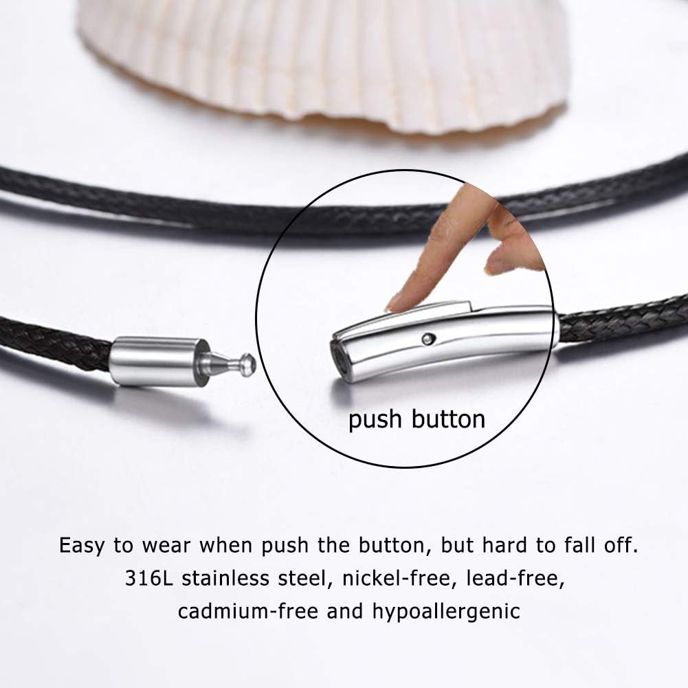 Thumbnail 4 de PROSTEEL Chaîne Collier Homme Noir – Cordon en Similicuir 2 mm ou 3 mm, Longueurs 41–76 cm, Fermoir Acier Inoxydable