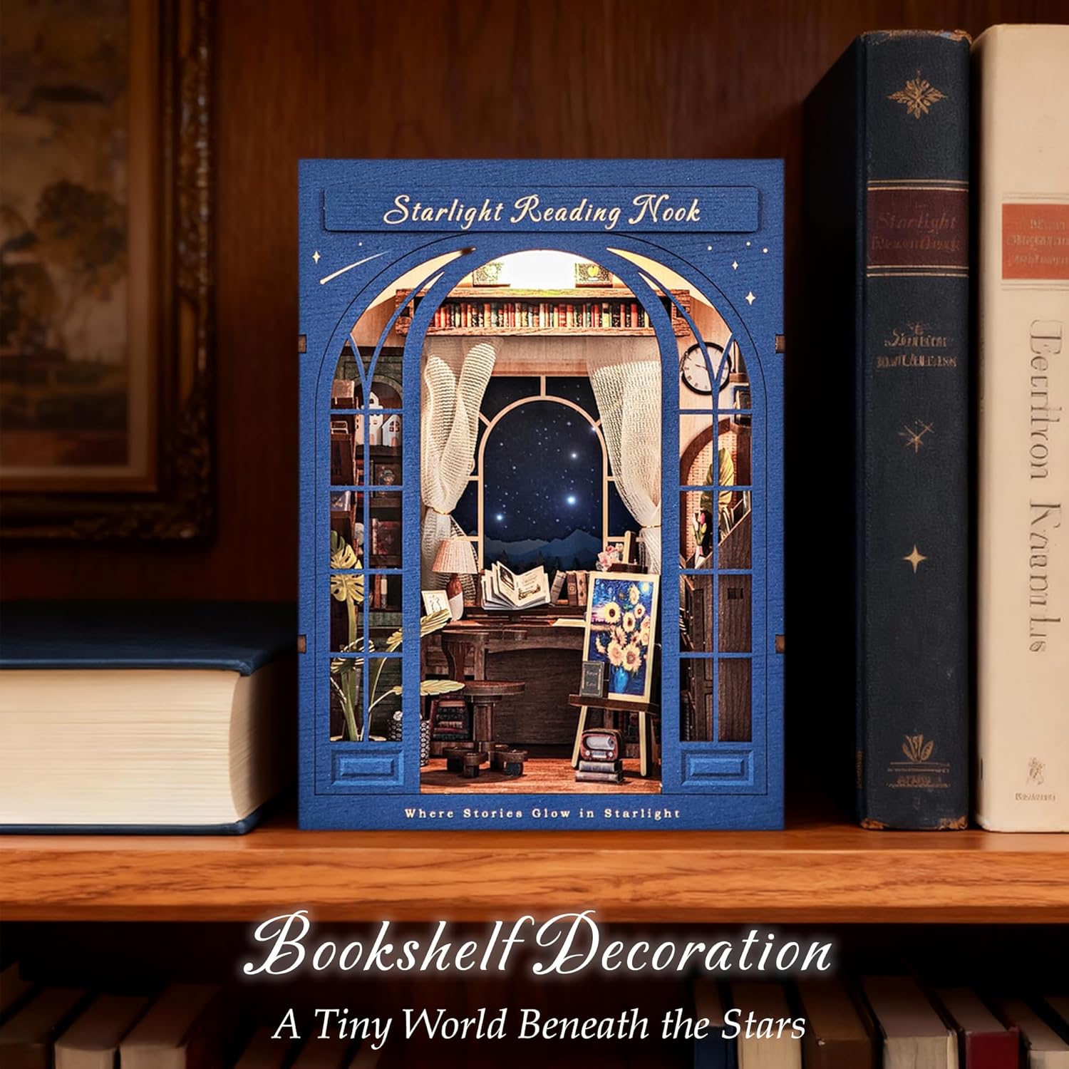 Thumbnail 5 de DolphinIsle – Kit de coin de lecture en bois 3D avec ciel étoilé et étoiles LED pour adultes