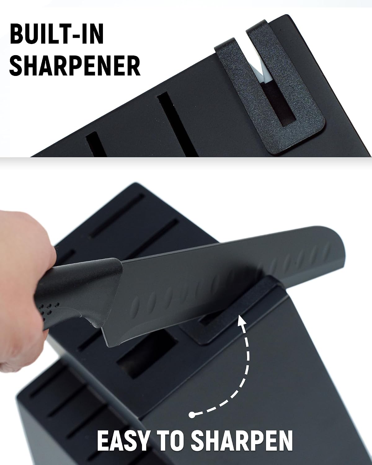 Detalle de NULAS GD-20 15-Piece Kitchen Knife Set with Block and Built-In Sharpener