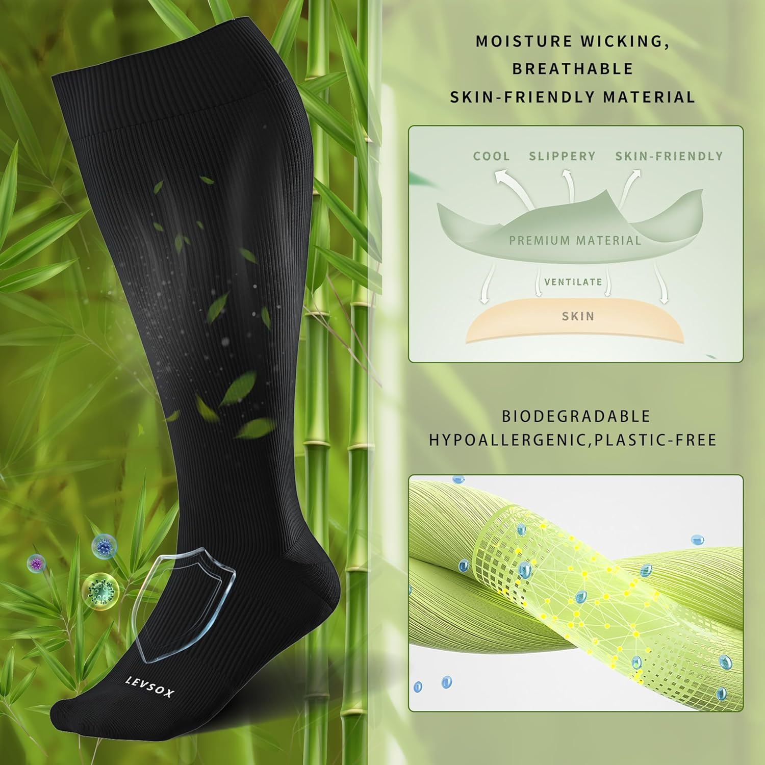 Thumbnail 1 de LEVSOX Wide Calf Compression Socks 15-20mmHg