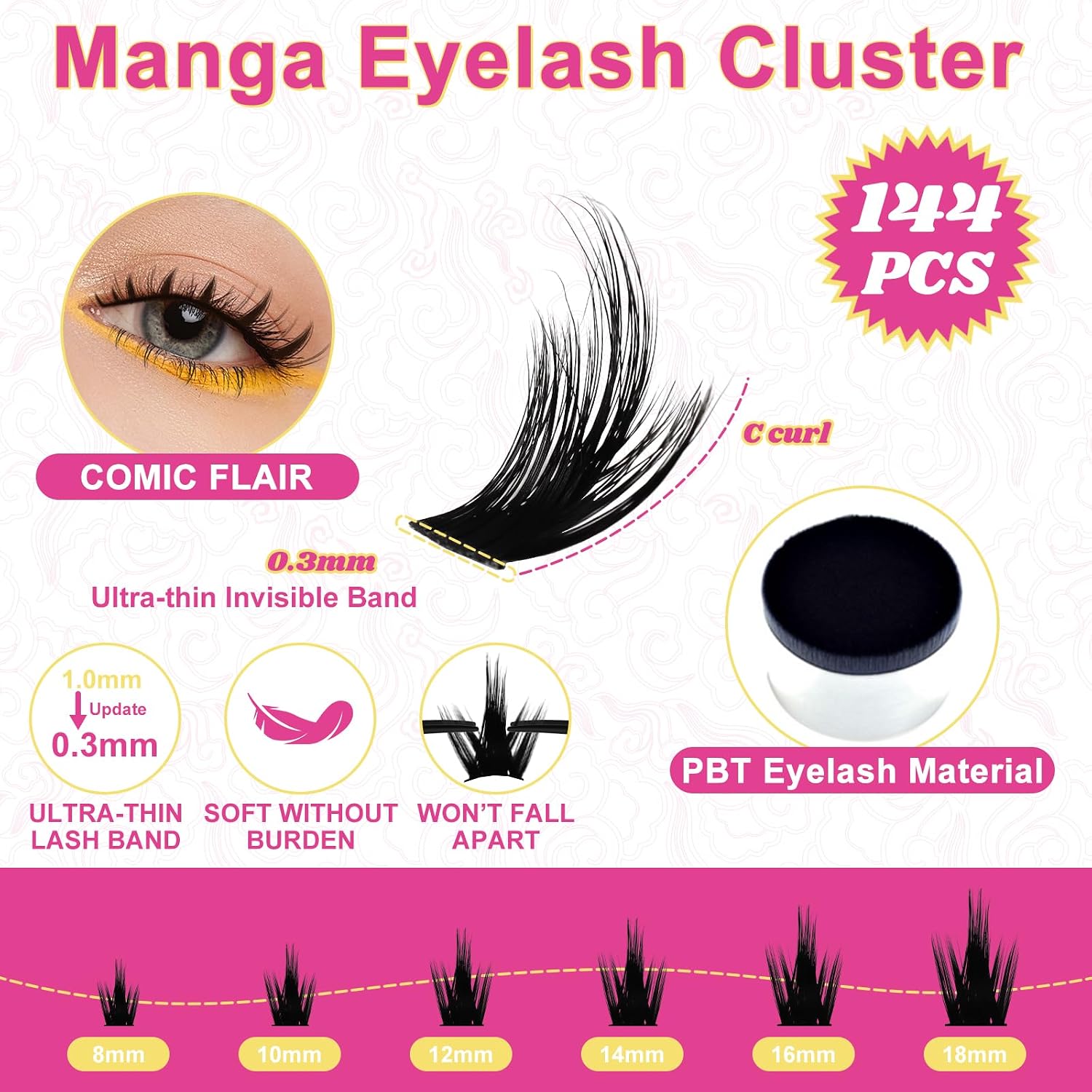 Detalle 2 de WiWiLINK Lashes California Sunset Kit Lash Clusters (8–18mm) DIY Waterproof Manga Lash Spikes