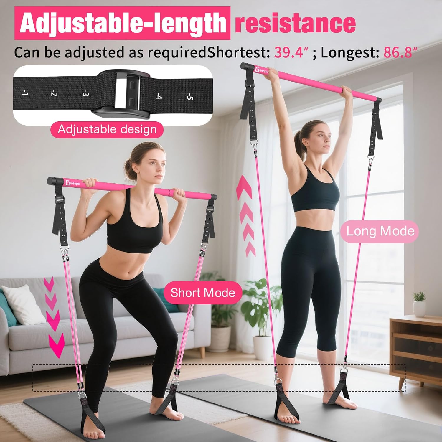 Thumbnail 2 de Bbtops Pilates Bar Kit with Resistance Bands, Adjustable Bar and Stackable Bands