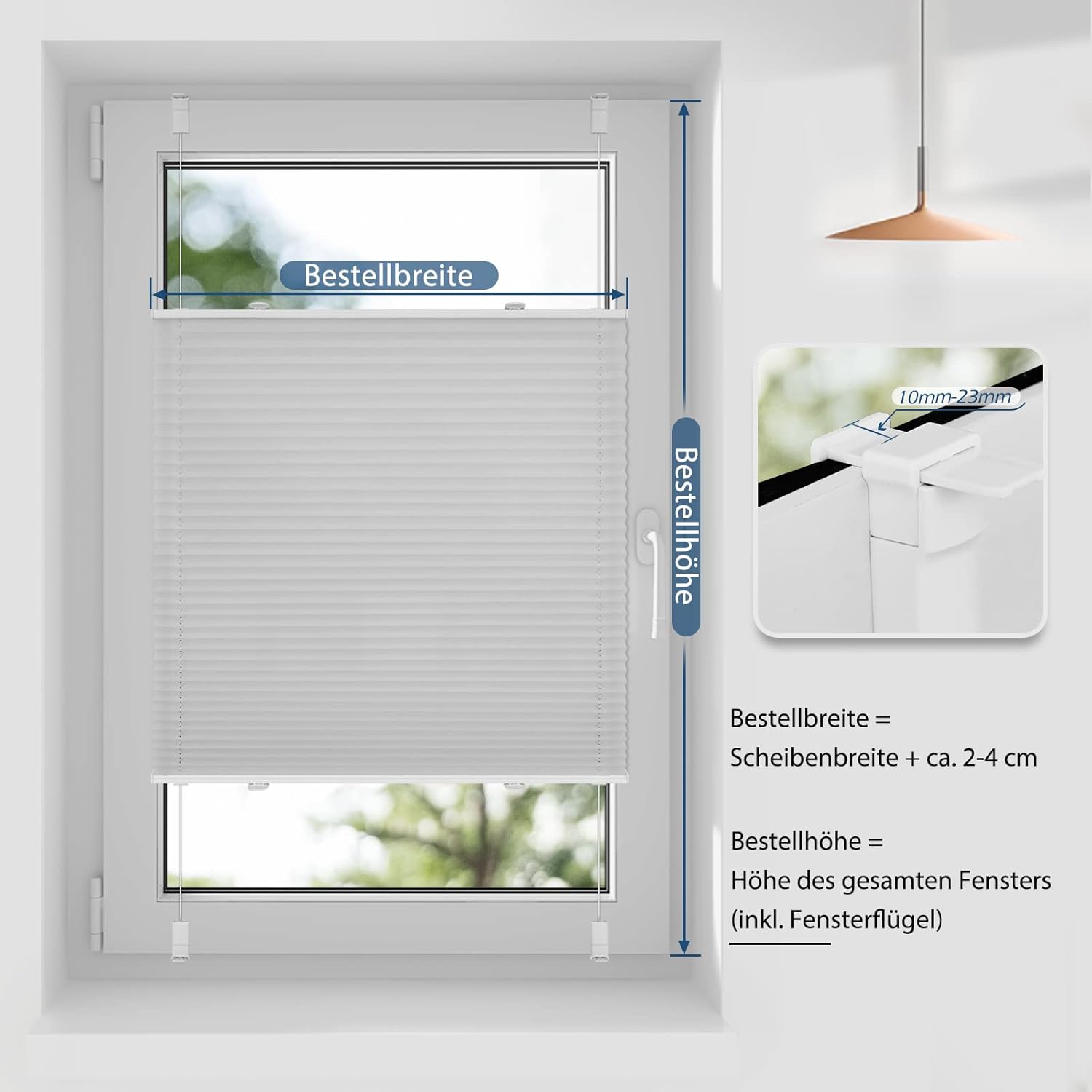 Thumbnail 4 de Plissee ohne Bohren Hellgrau B80 x H220 cm – Klemmfix Plisseerollo Blickdicht & lichtdurchlässig