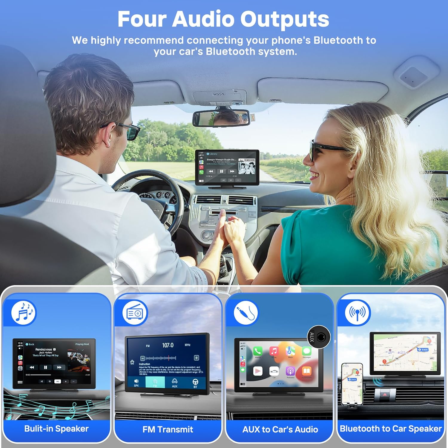 Thumbnail 4 de 9" Wireless CarPlay Screen with 4K Dash Cam