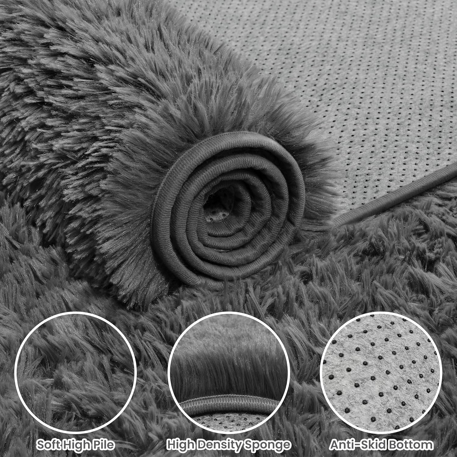 Thumbnail 6 de Ultra Soft 8x10 Grey Shag Area Rug