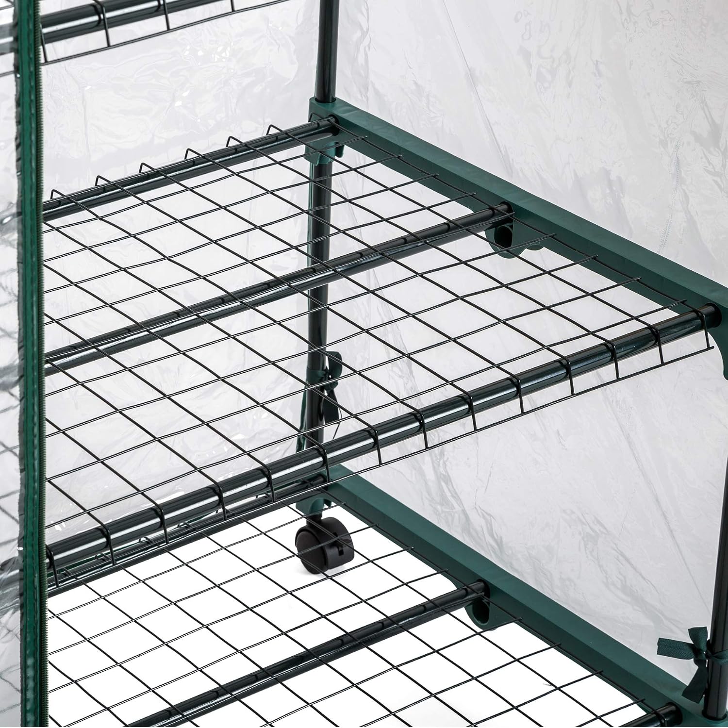 Thumbnail 6 de tectake 401862 mobiele foliekas met PVC-afdekking, stalen frame en 3 etages