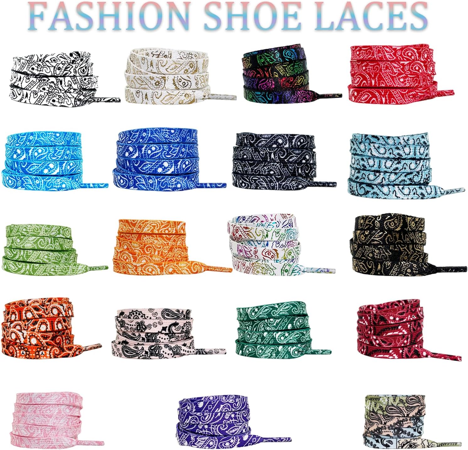 Thumbnail 4 de QUILISHA 1 Paar Schnürsenkel Flach 8 mm – bunte, langlebige Flat Shoelaces für Sneaker und Freizeitschuhe