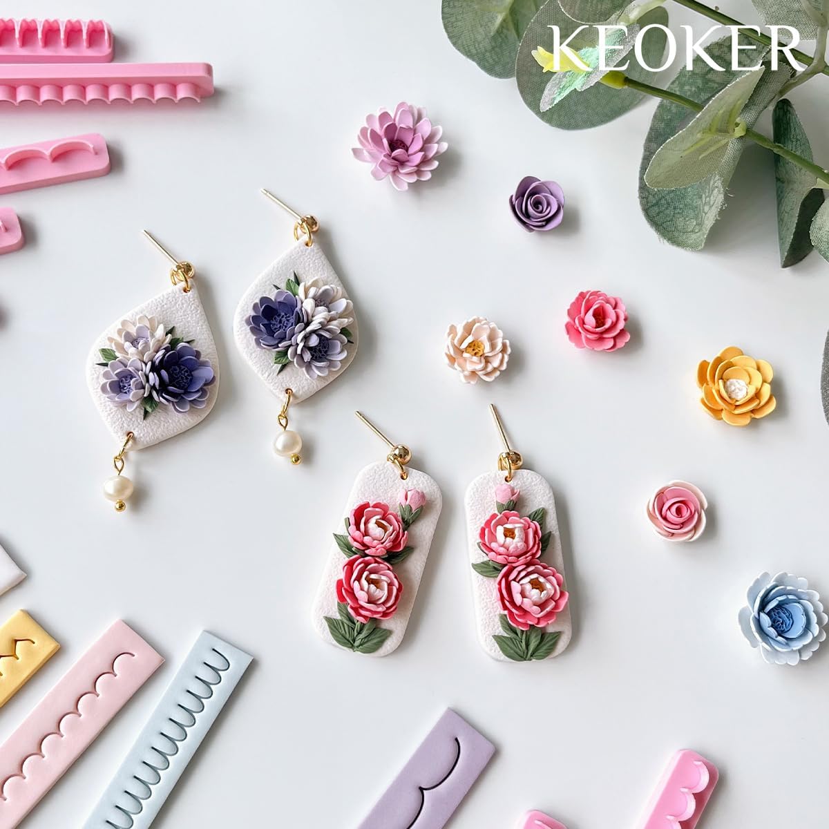 Detalle de Keoker ポリマークレイ用フラワーペタルラインカッター 3D花びら造形用