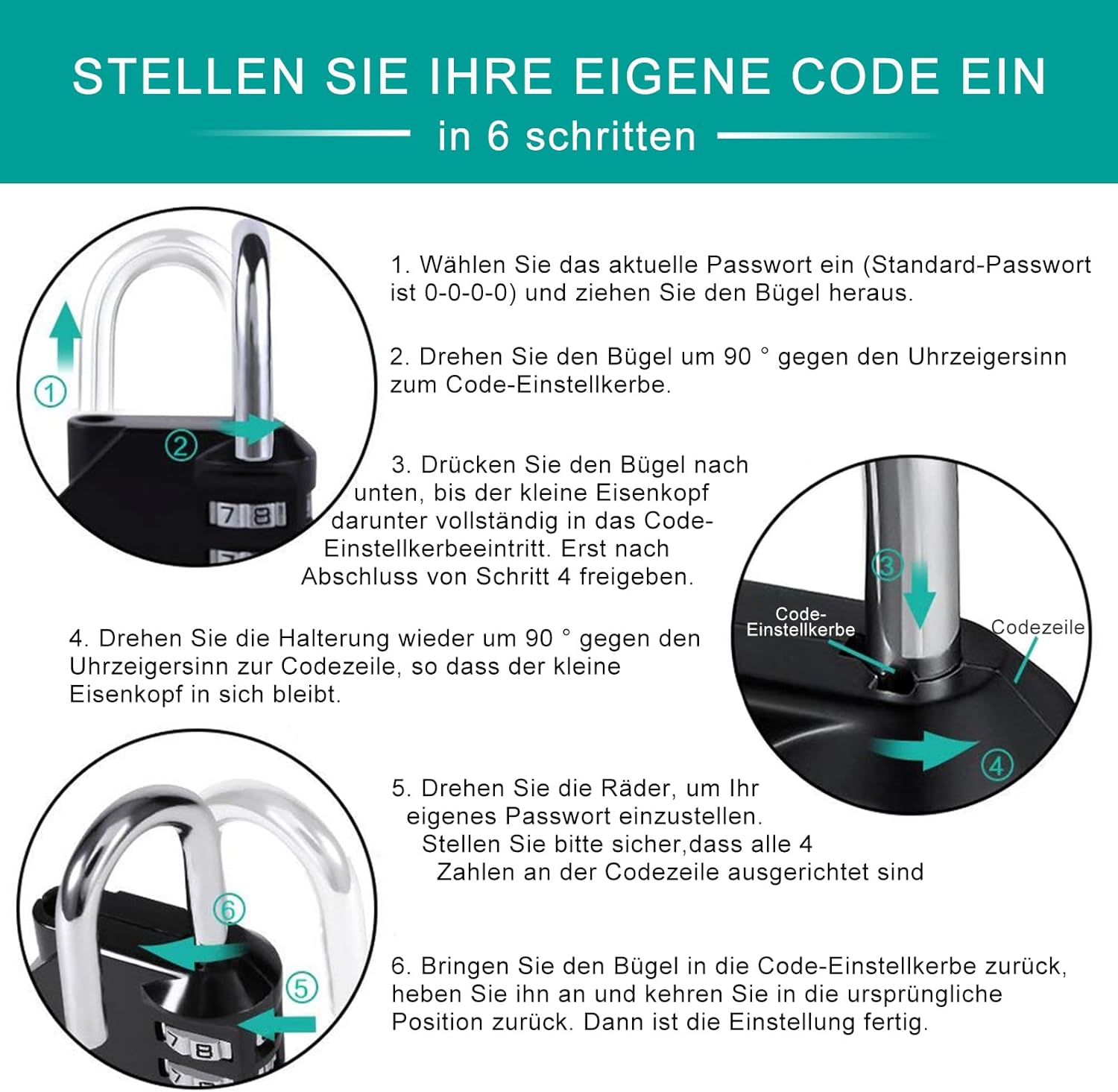 Thumbnail 5 de ZHEGE Zahlenschloss 4-stellig mit Zahlencode