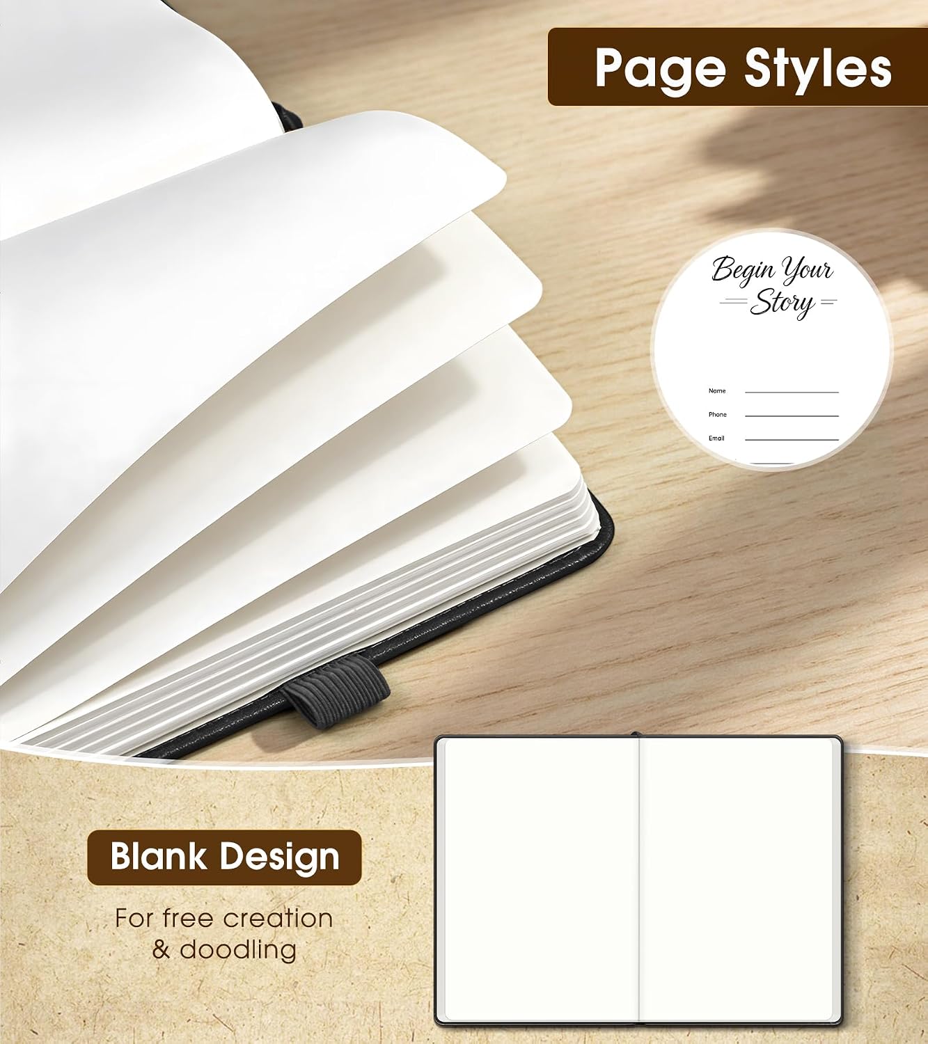 Thumbnail 3 de KWULP A5 Blank Sketchbook, 160 Pages, 100 GSM Paper, Lay-Flat Binding