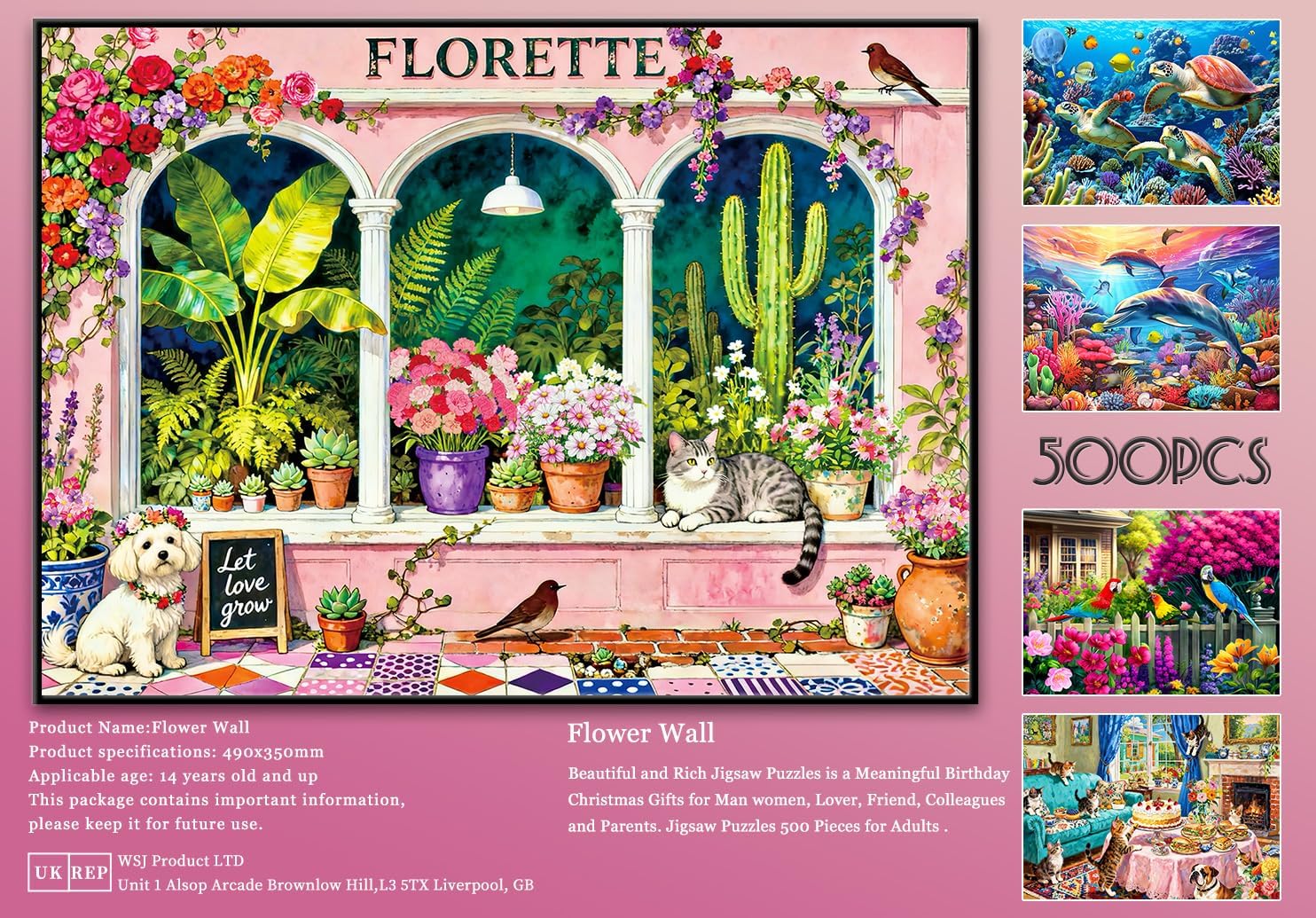 Thumbnail 6 de Puzzles 500 Pieces for Adults: Colourful Florette Flower Jigsaw Puzzle