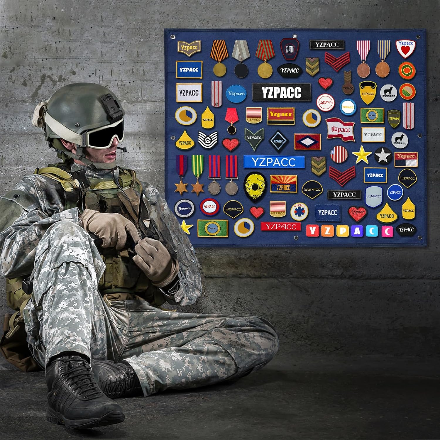 Detalle 2 de Yzpacc Taktisches Patch-Displaybrett aus Nylon-Gewebe – faltbares Panel zur Ausstellung von Militär-Patches