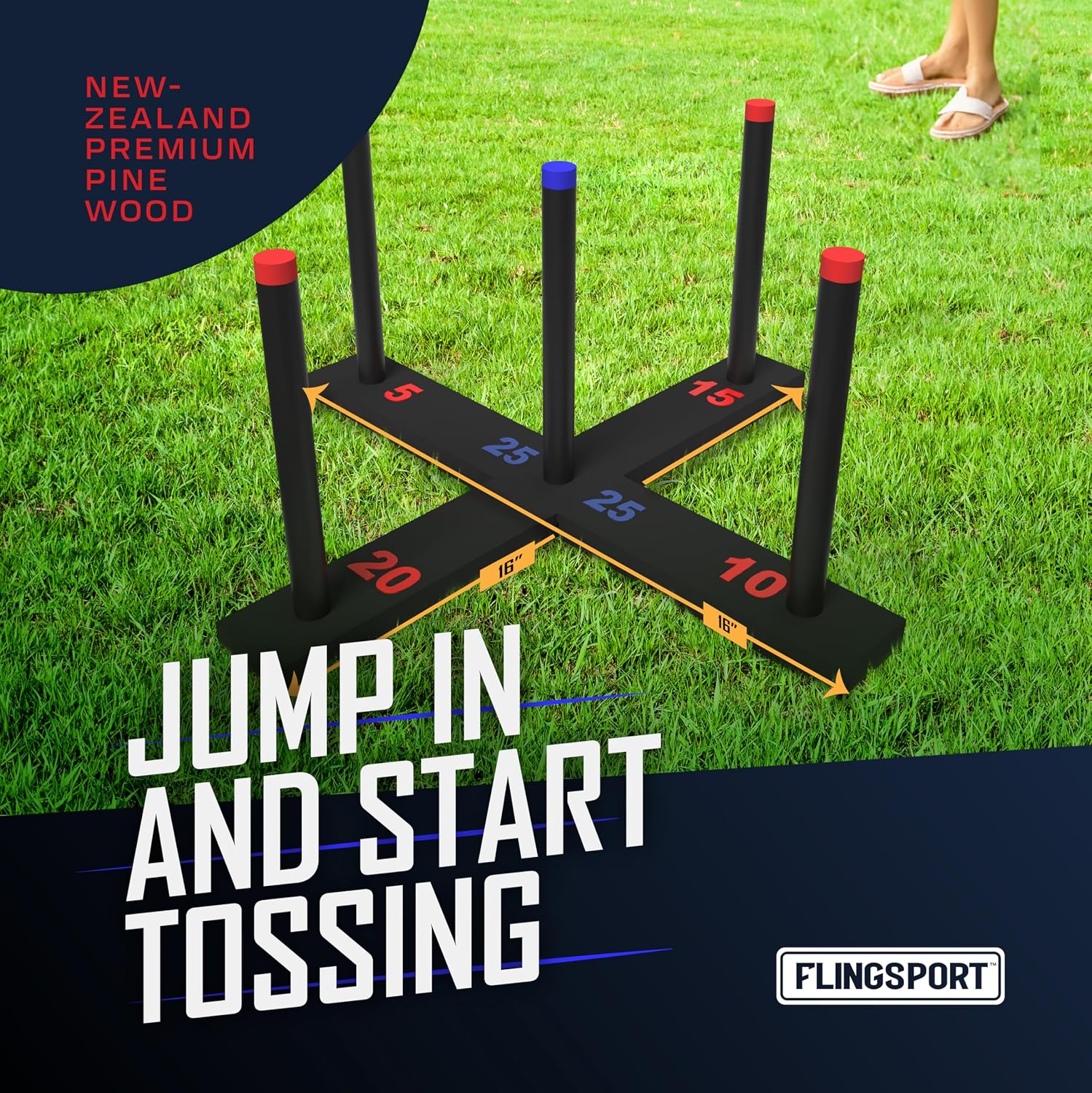 Thumbnail 5 de FLINGSPORT Ring Toss Game with 6 Rings and Case — Outdoor Family Fun