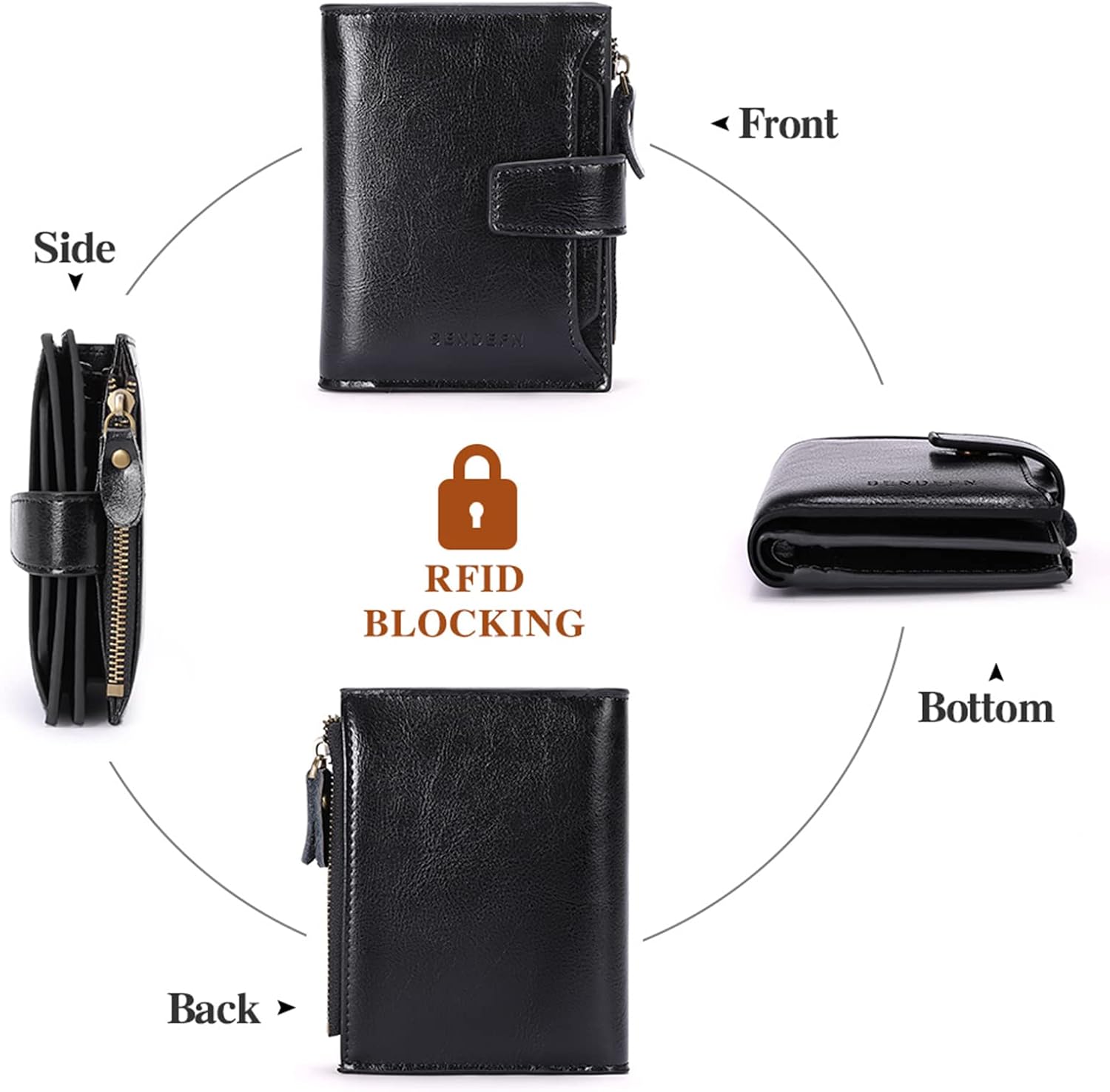 Detalle 2 de SENDEFN RFID Leather Small Bi-fold Wallet 5.12