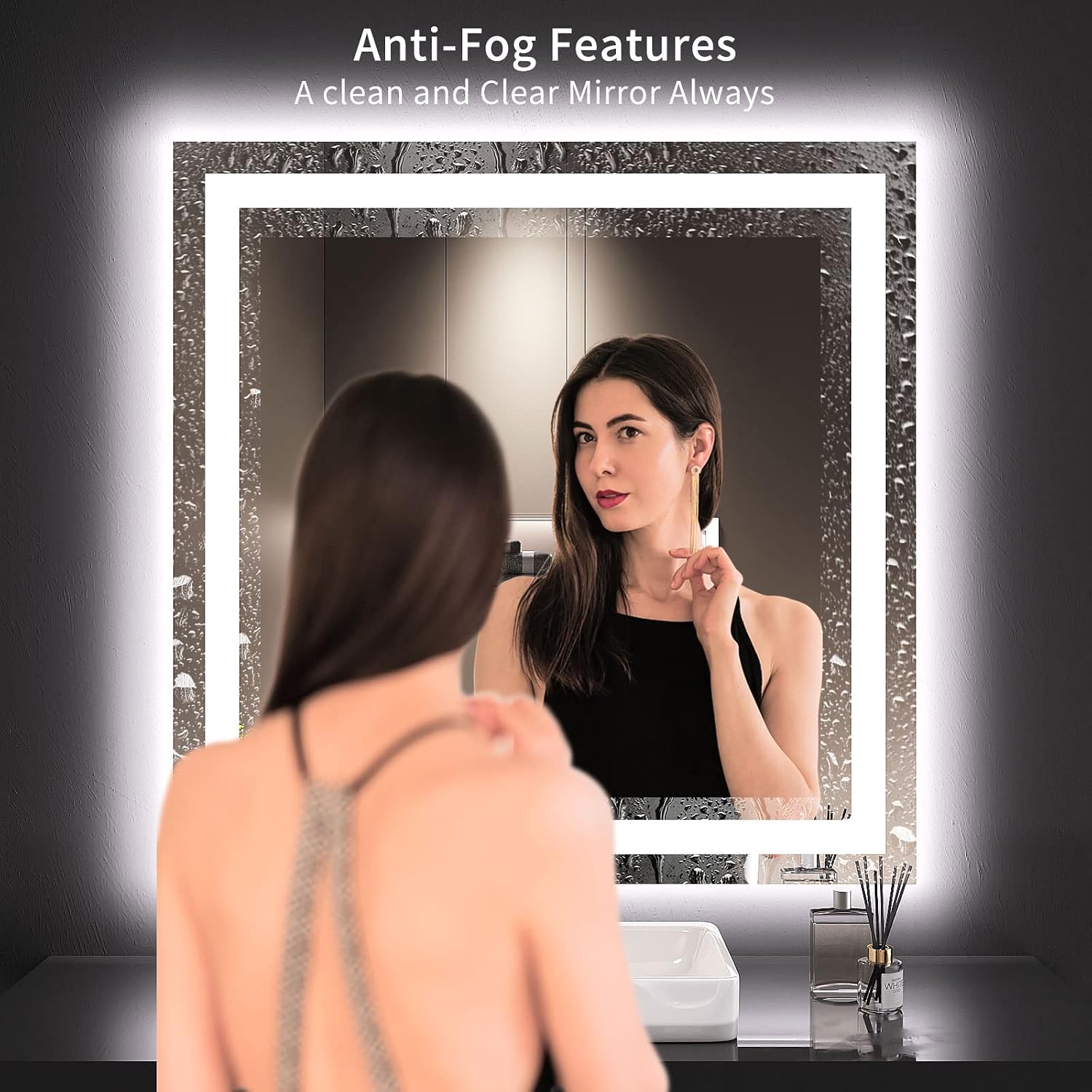 Detalle de LOAAO 36x36 LED Bathroom Mirror dimmable