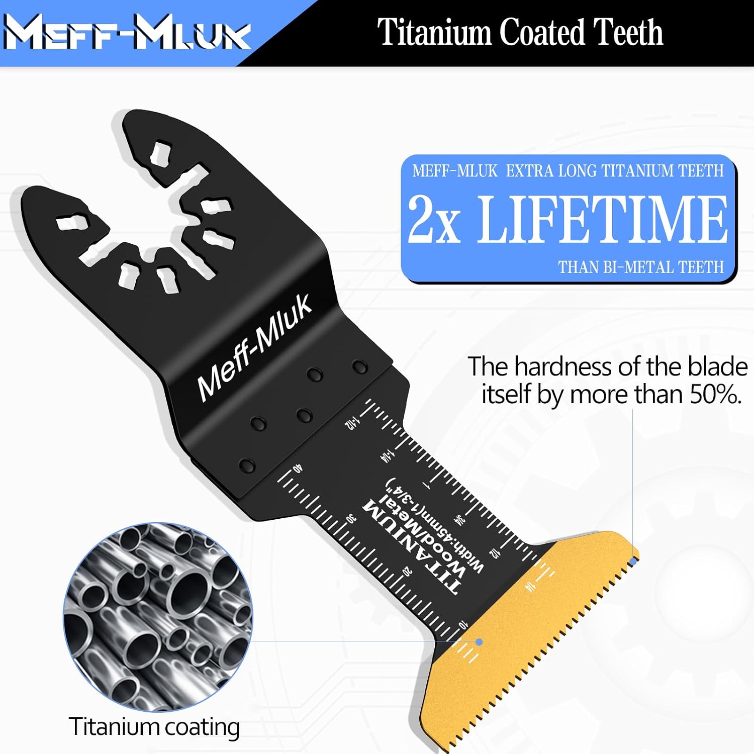 Detalle 2 de Meff-Mluk 26PCS Japanese Titanium Oscillating Saw Blades kit with C-clip adapters