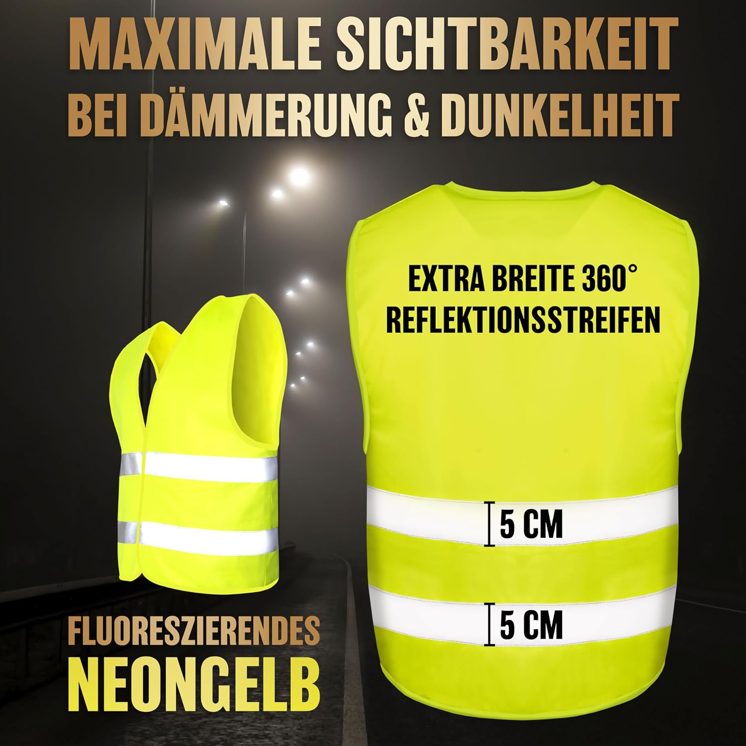 Detalle 2 de Heldenwerk Warnwesten Auto 4er Set EN ISO 20471 Gelb