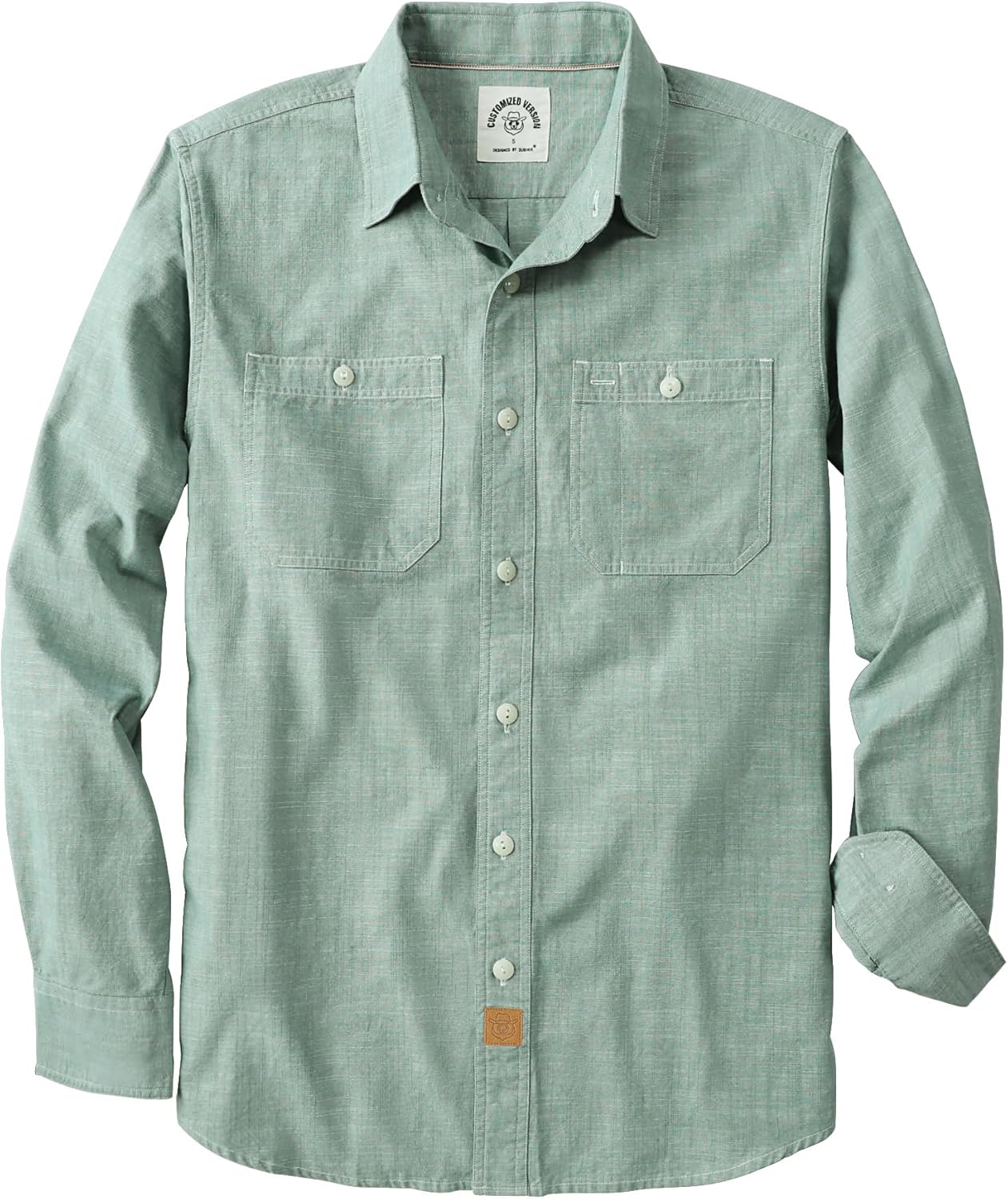 Detalle 2 de Dubinik Camicia Uomo Chambray Lavoro Cotone a Maniche Lunghe con Due Tasche