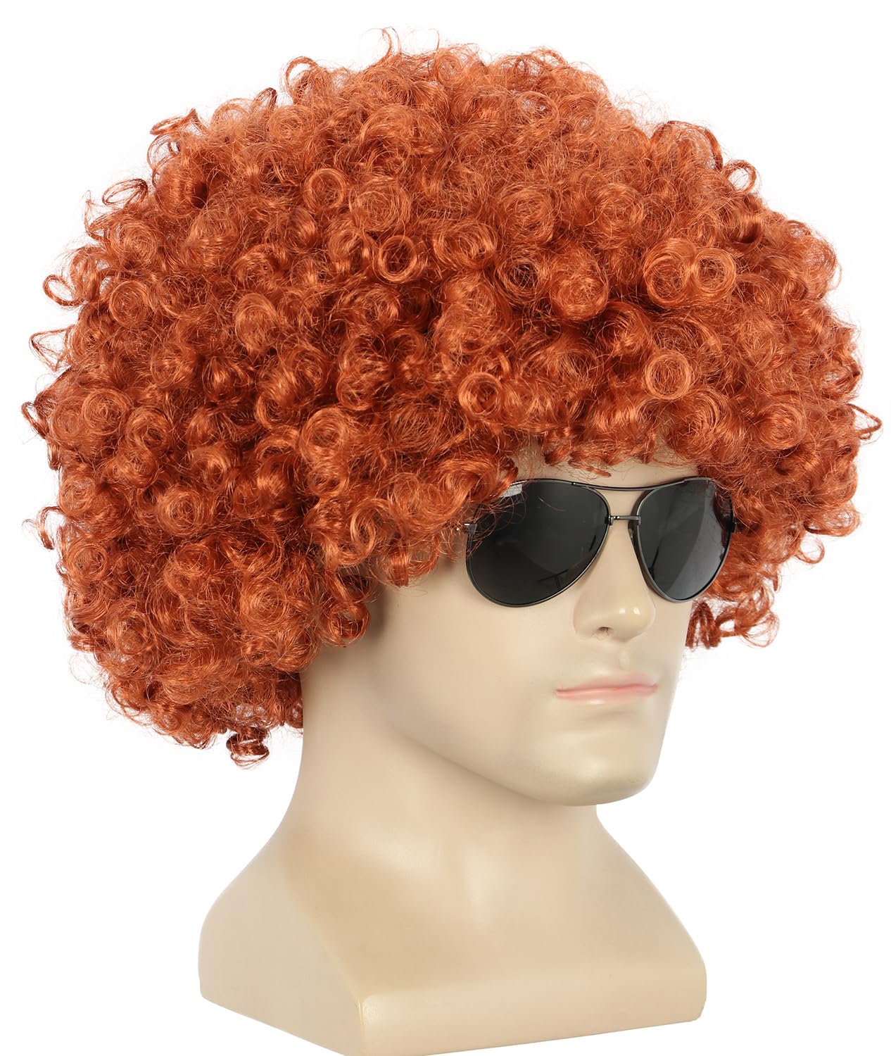 Thumbnail 2 de Yuehong Kurze Orange Fluffy Disco Afro Perücke
