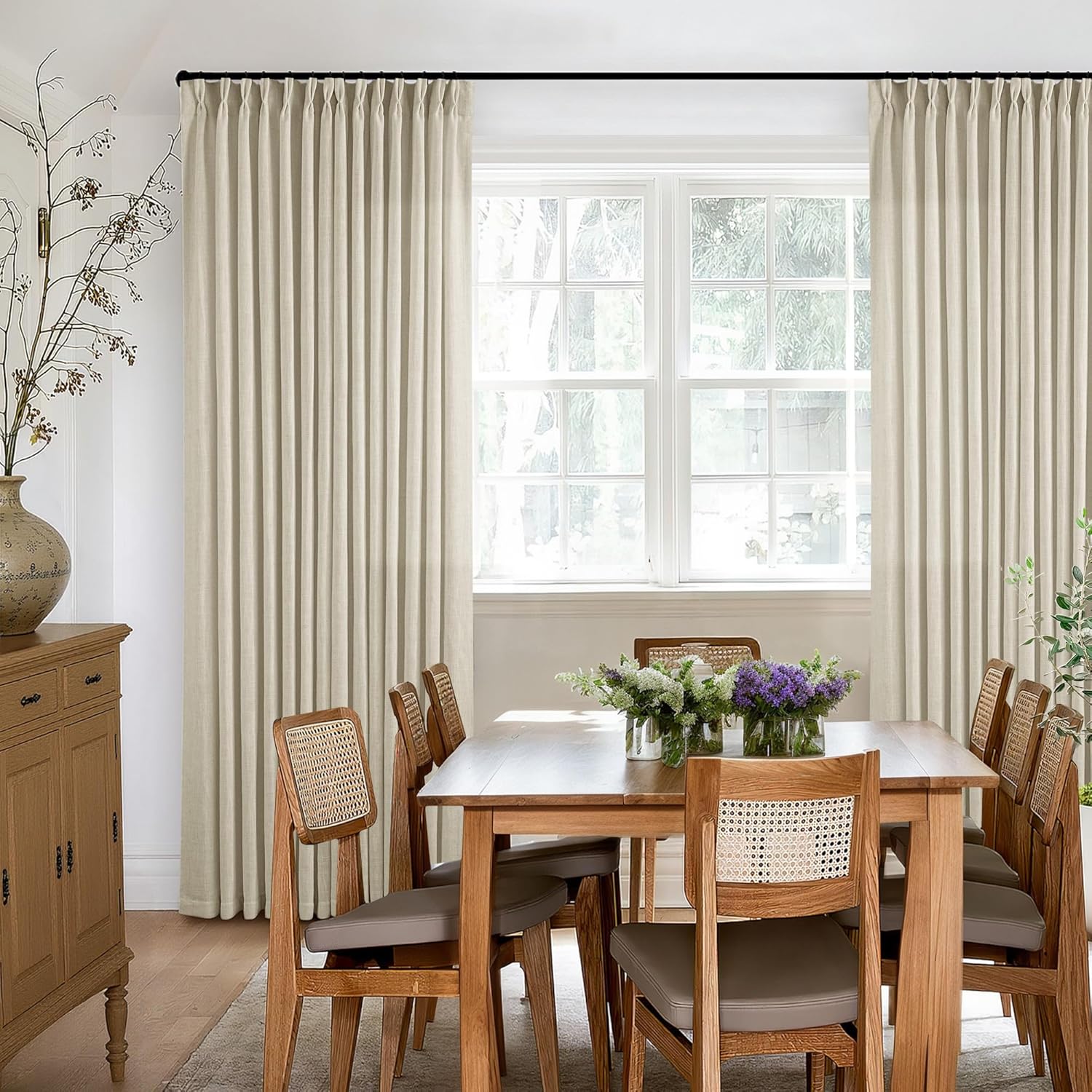 Thumbnail 6 de TWODRAPES Linen Pleated Curtains with Memory, 2 Panels (40 x 90 inches) — Semi-Sheer, Thick Linen Blend