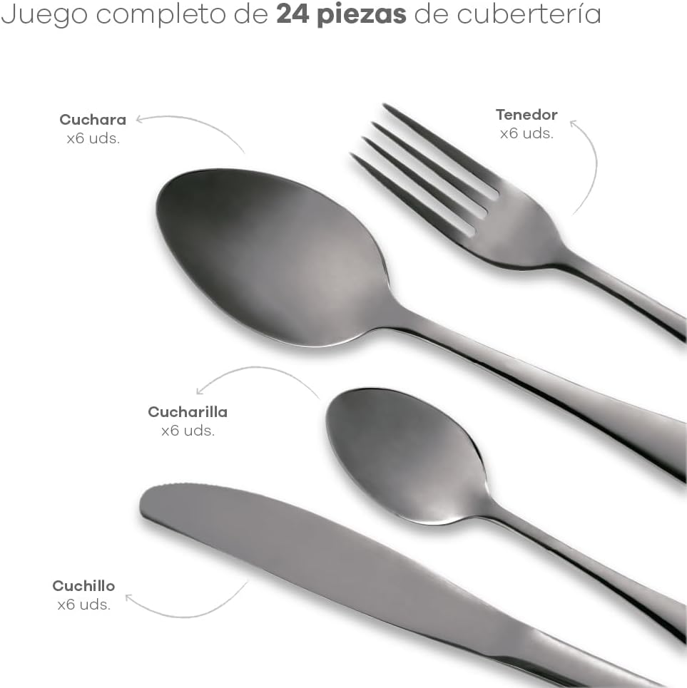 Thumbnail 1 de BERGNER MUNICH - Cubiertos de Acero Inoxidable negro brillante 🍴