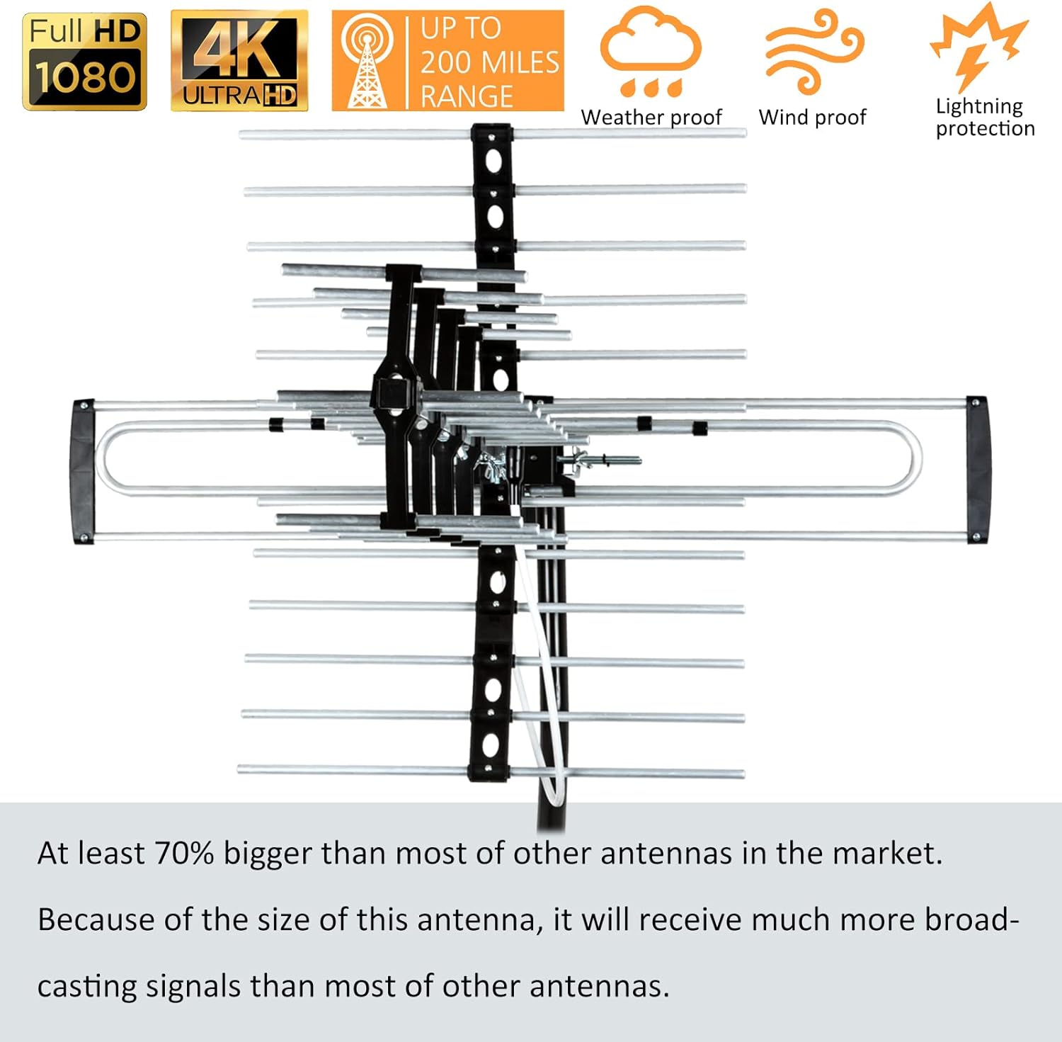 Detalle 2 de Five Star Outdoor HDTV Antenna: Up to 200-Mile Range, ATSC 3.0 Ready