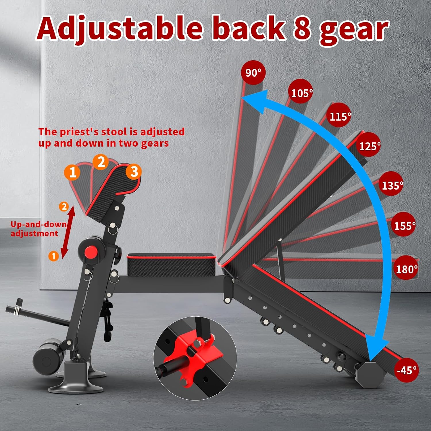 Thumbnail 2 de Adjustable Weight Bench — Foldable Utility Workout Bench for Full-Body Home Gym (Supports up to 600LBS)