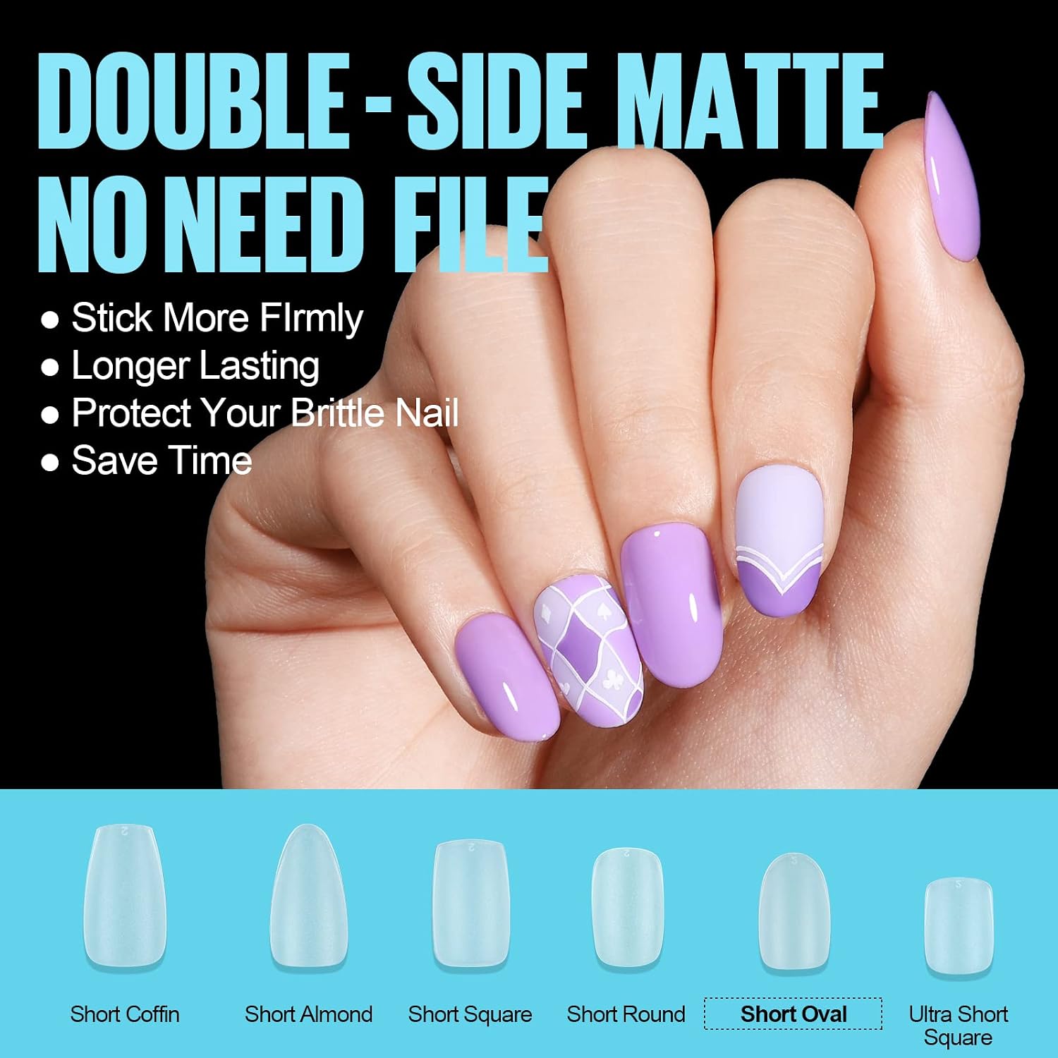 Detalle 2 de TOMICCA Oval Kurze Nagel Tips